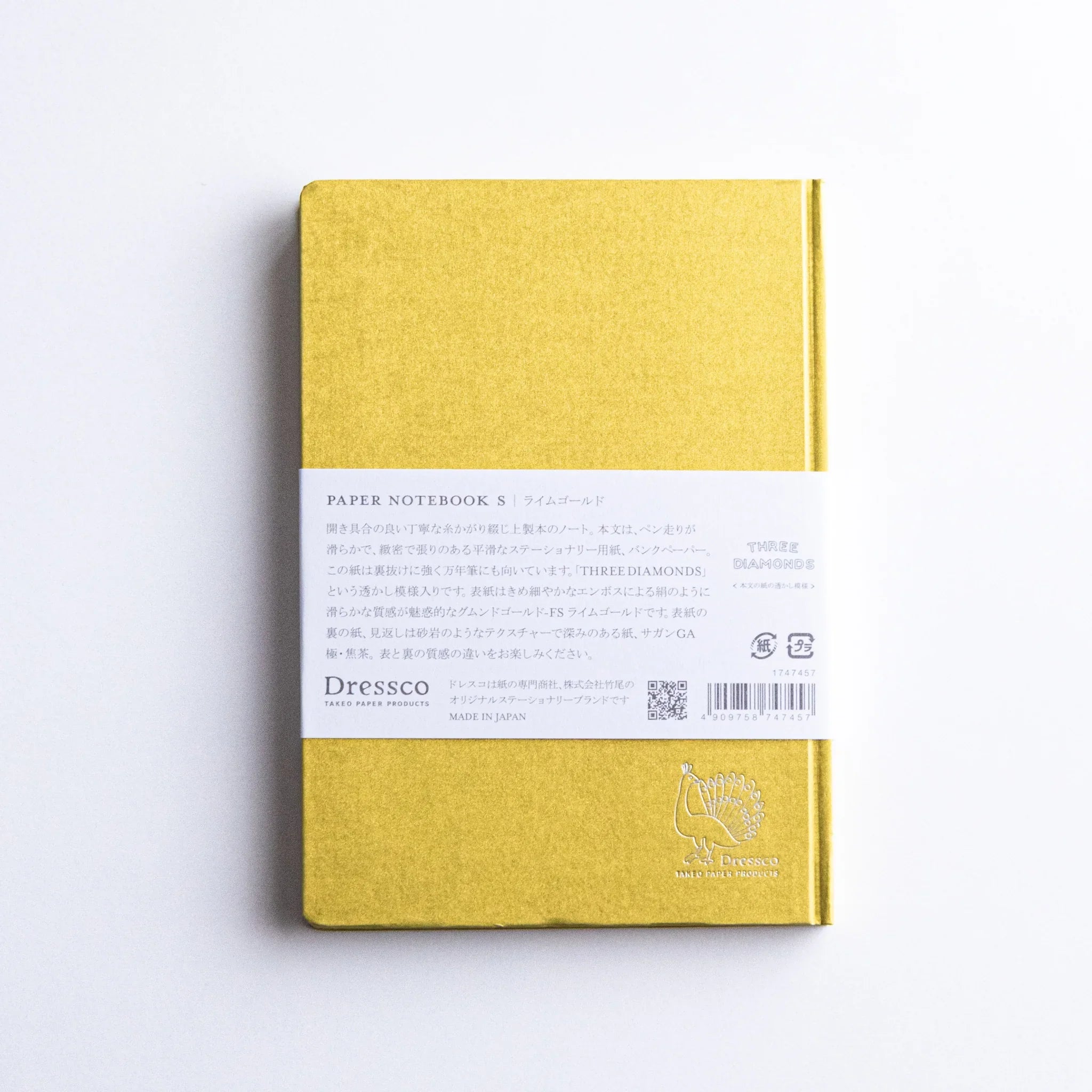 Overhead perspective of Dressco Bank Ledger Paper A6 notebook showing cover design and notebook proportions from above