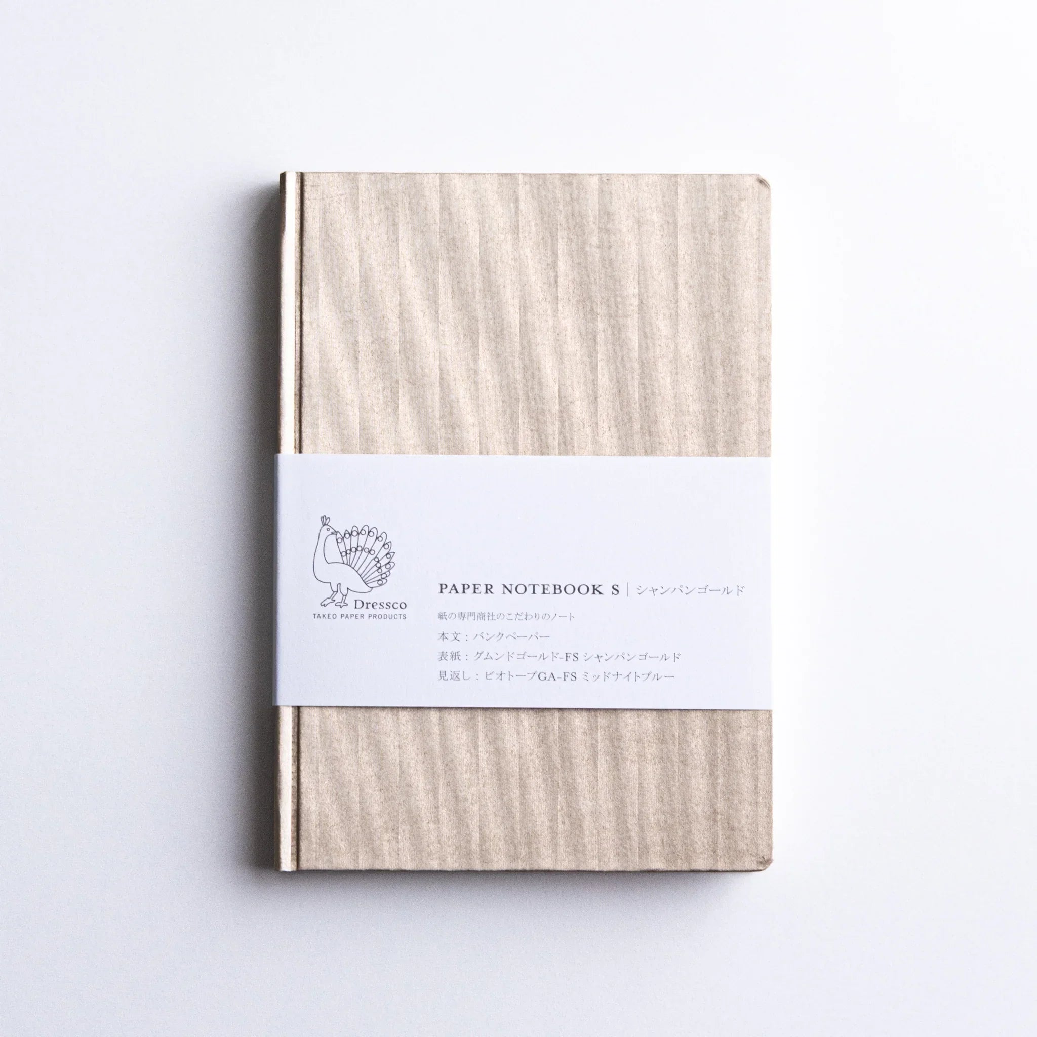 Dressco Bank Ledger Paper A6 notebook shown at an angle revealing the cover and stitched binding on the notebook spine
