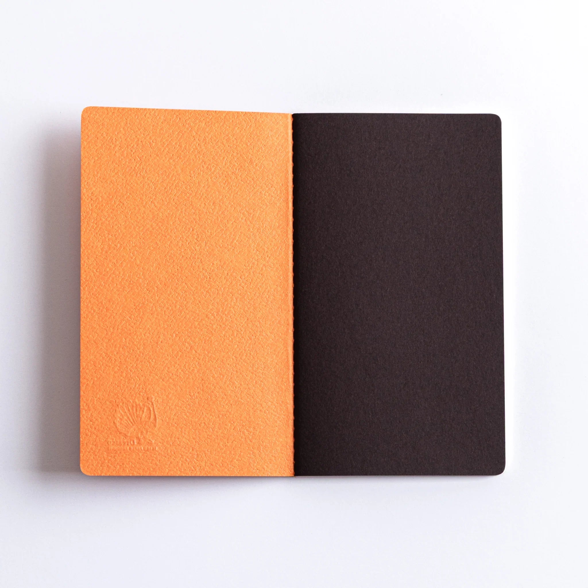 Two Dressco A6 notebooks opened side by side comparing paper quality and page layout featuring ledger ruling pattern