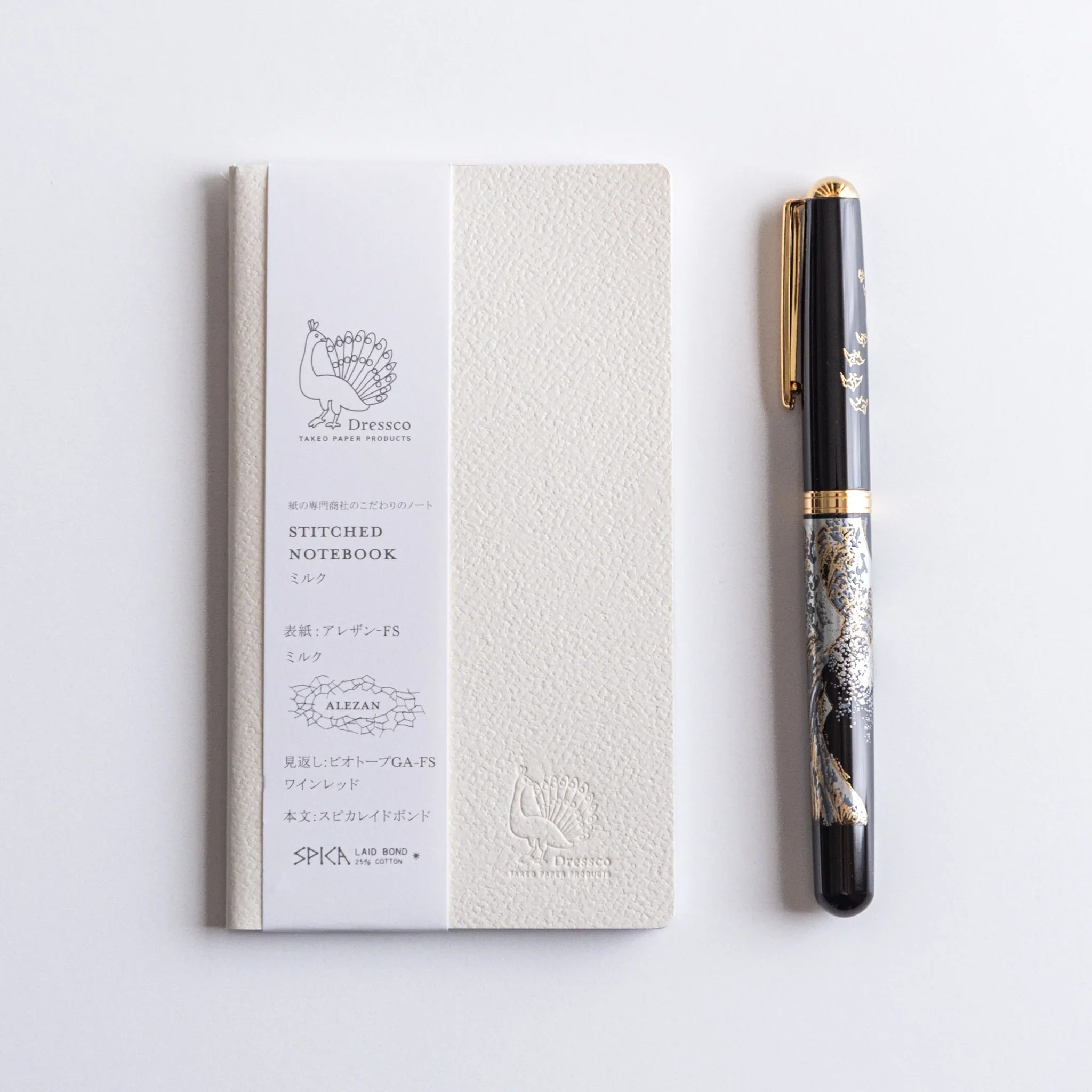 Overhead view of Dressco Spica Laid Bond Stitched A6 notebook showing cover from above with full dimensions visible