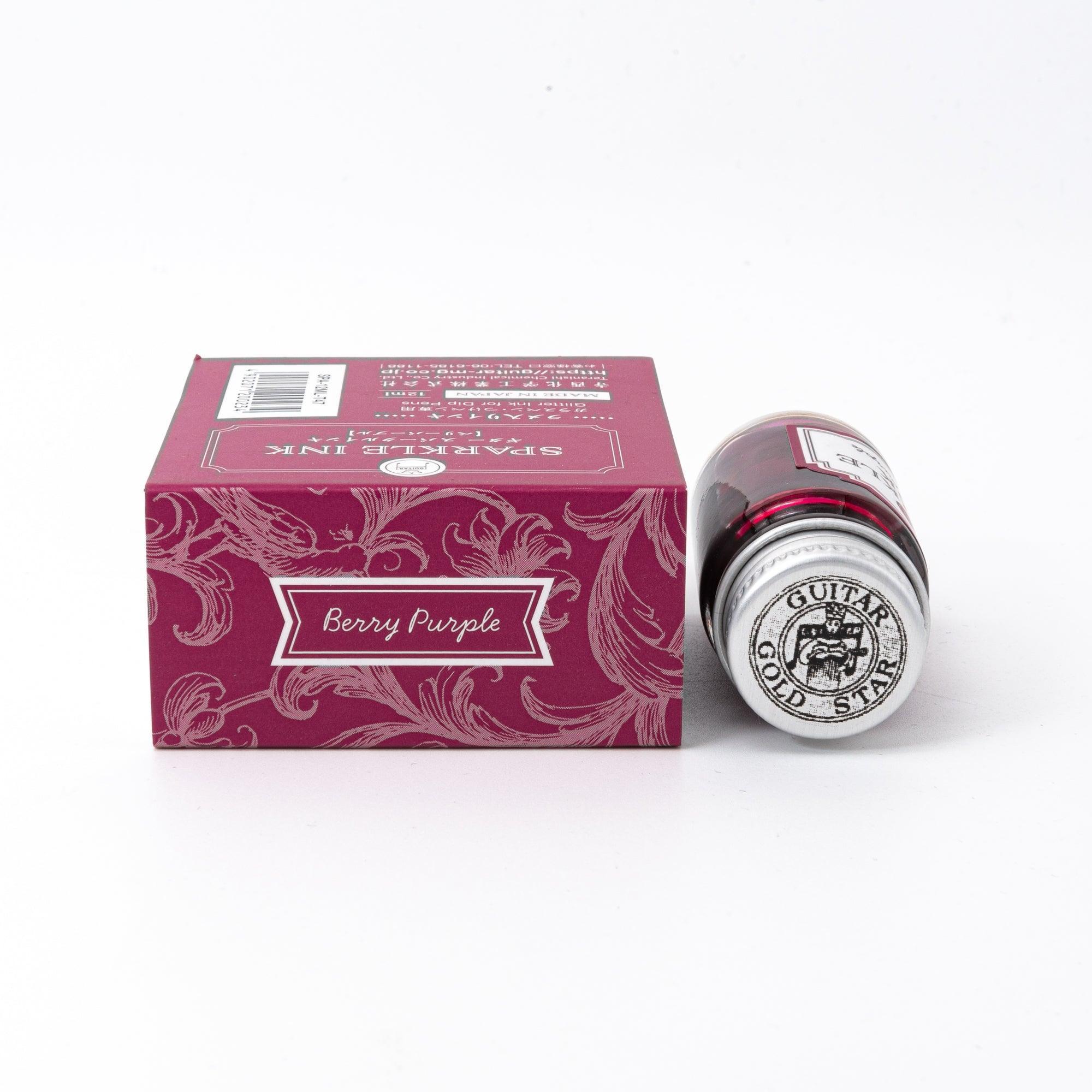 Shimmer ink Berry Purple Guitar Sparkle bottle with pearl pigment effect for calligraphy with quality binding and paper