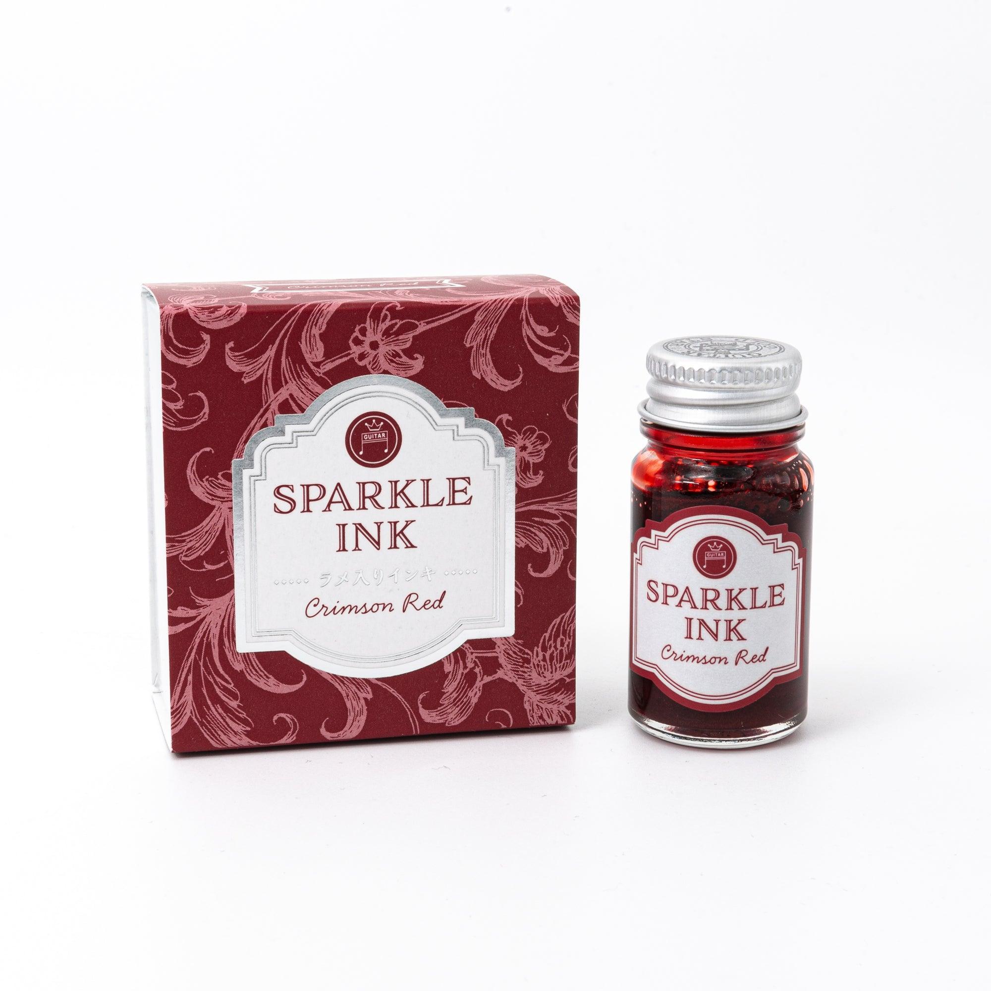Guitar Sparkle Crimson Red shimmer ink bottle with sparkle pigment for calligraphy writing with quality binding and paper