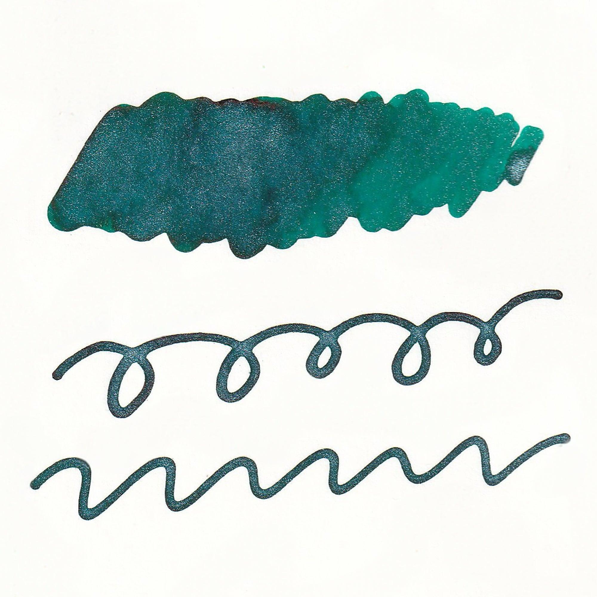 Guitar Sparkle Noble Green shimmer ink with metallic pearl effect traditional Japanese pigment with quality binding and paper