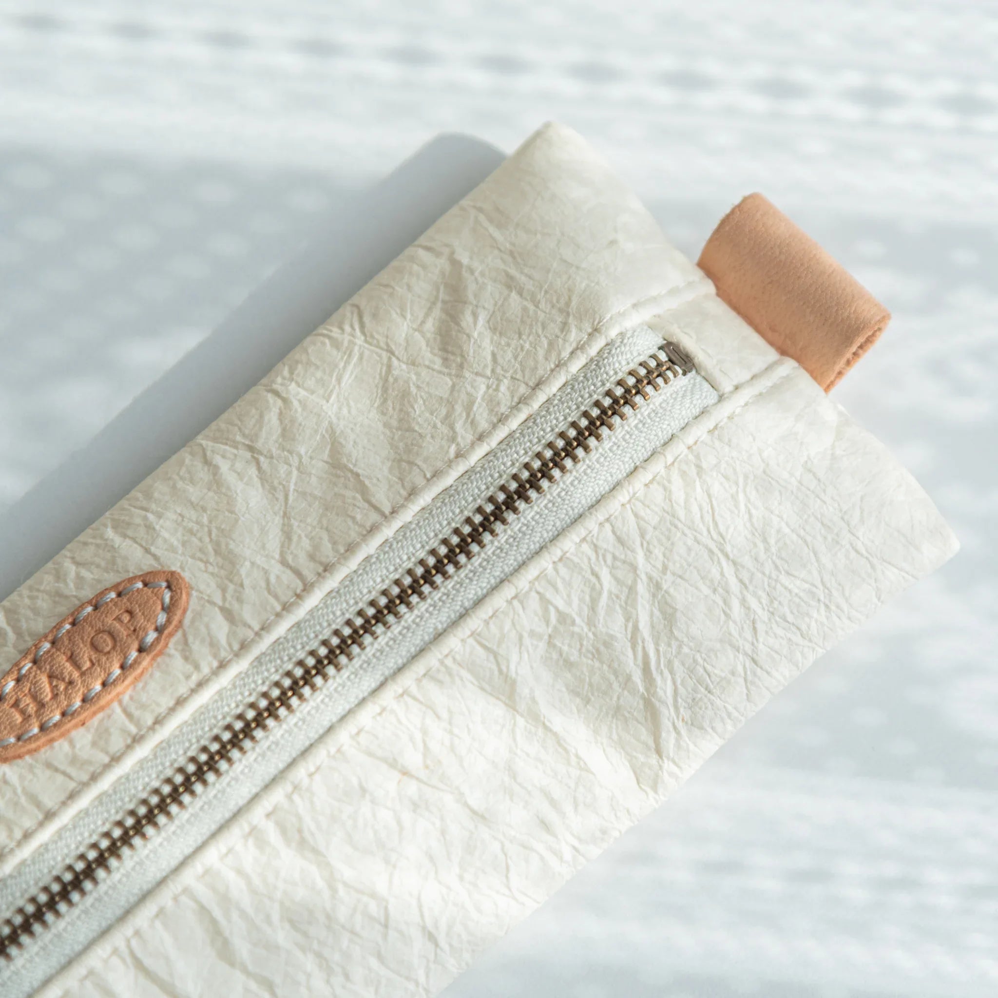 Handcrafted Sugihara Washi Paper Pen Case white side profile view showing washi paper and wood structure