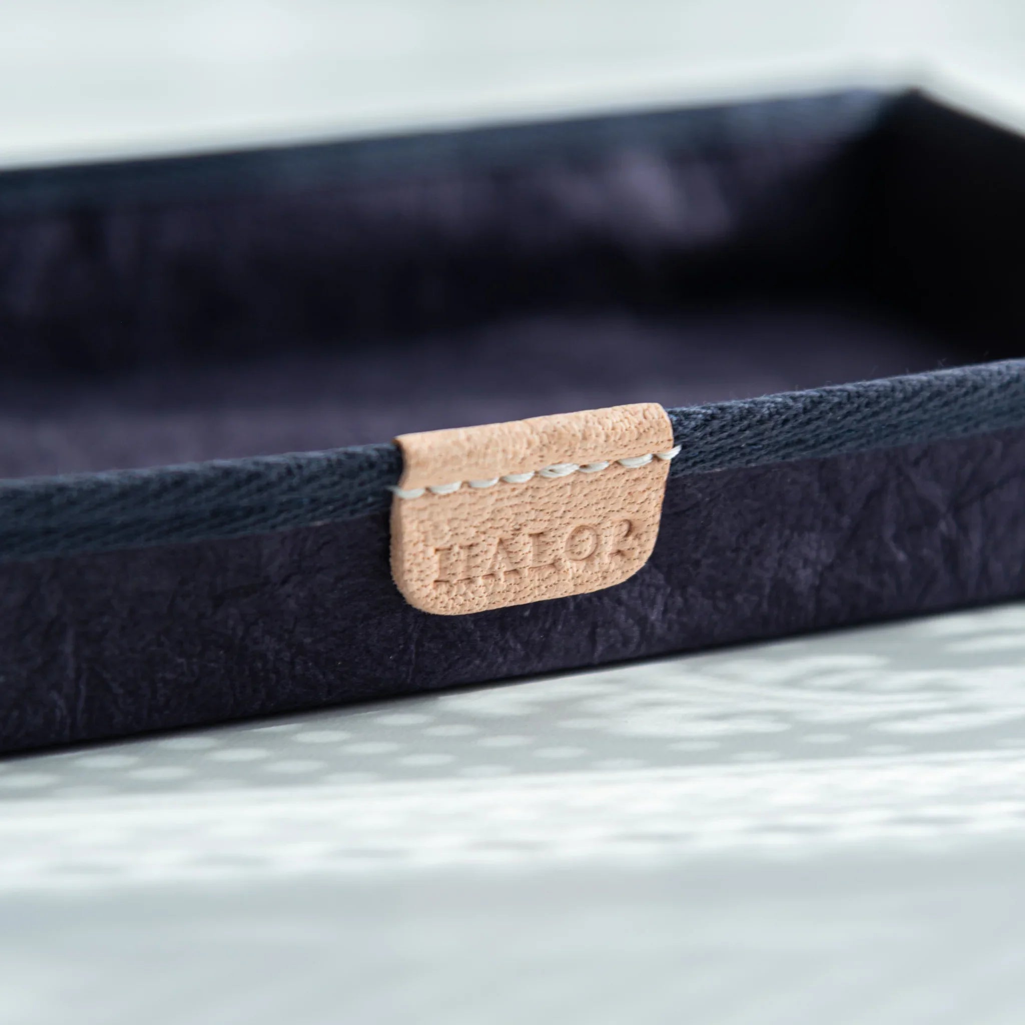 Handcrafted Sugihara Washi Paper Pen Tray purple front-facing angle showing washi paper surface detail