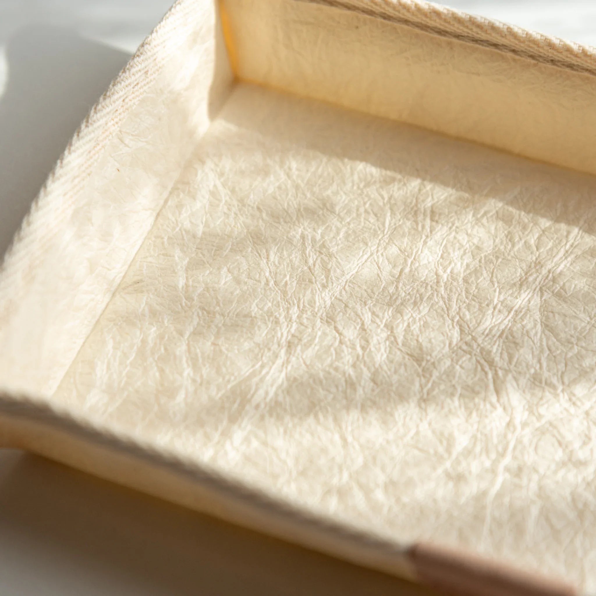 Handcrafted Sugihara Washi Paper Pen Tray white side profile view showing washi paper and wood structure
