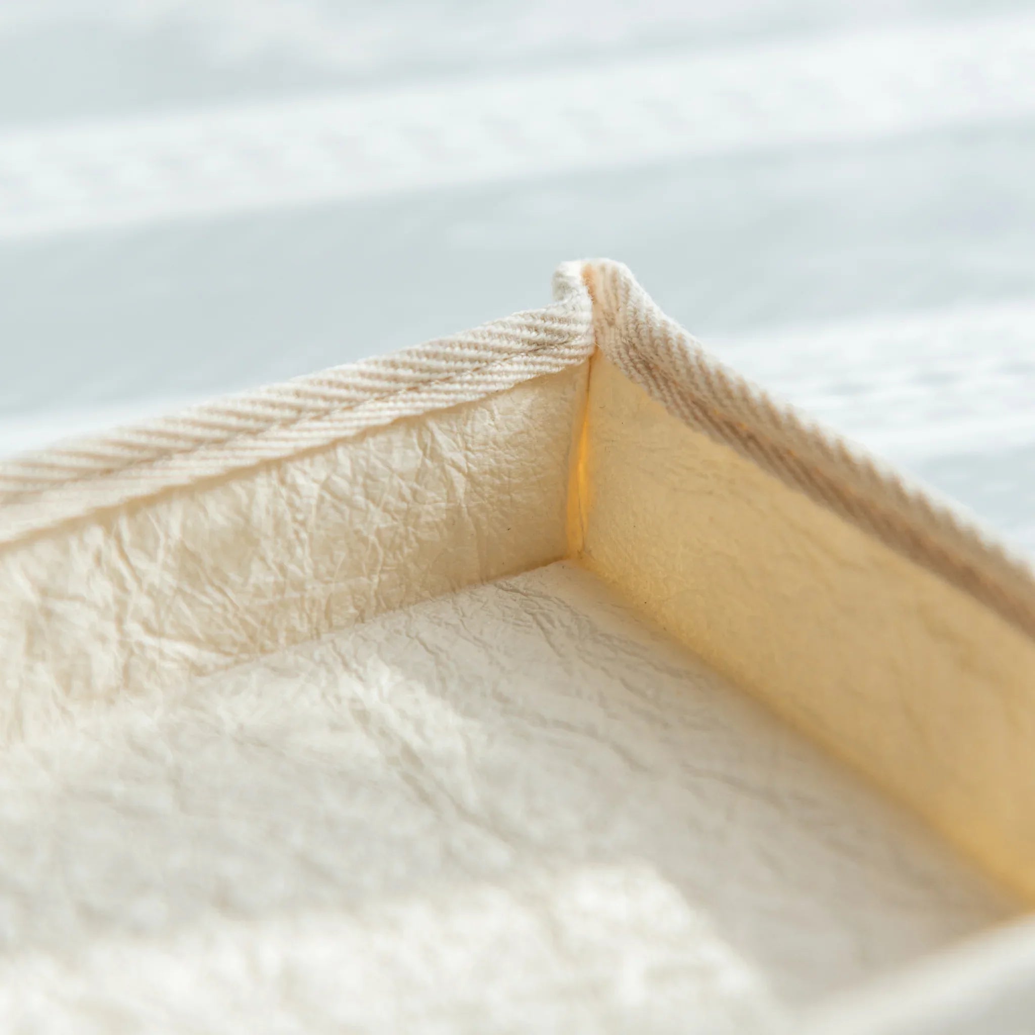 Handcrafted Sugihara Washi Paper Pen Tray white front-facing angle showing washi paper surface detail