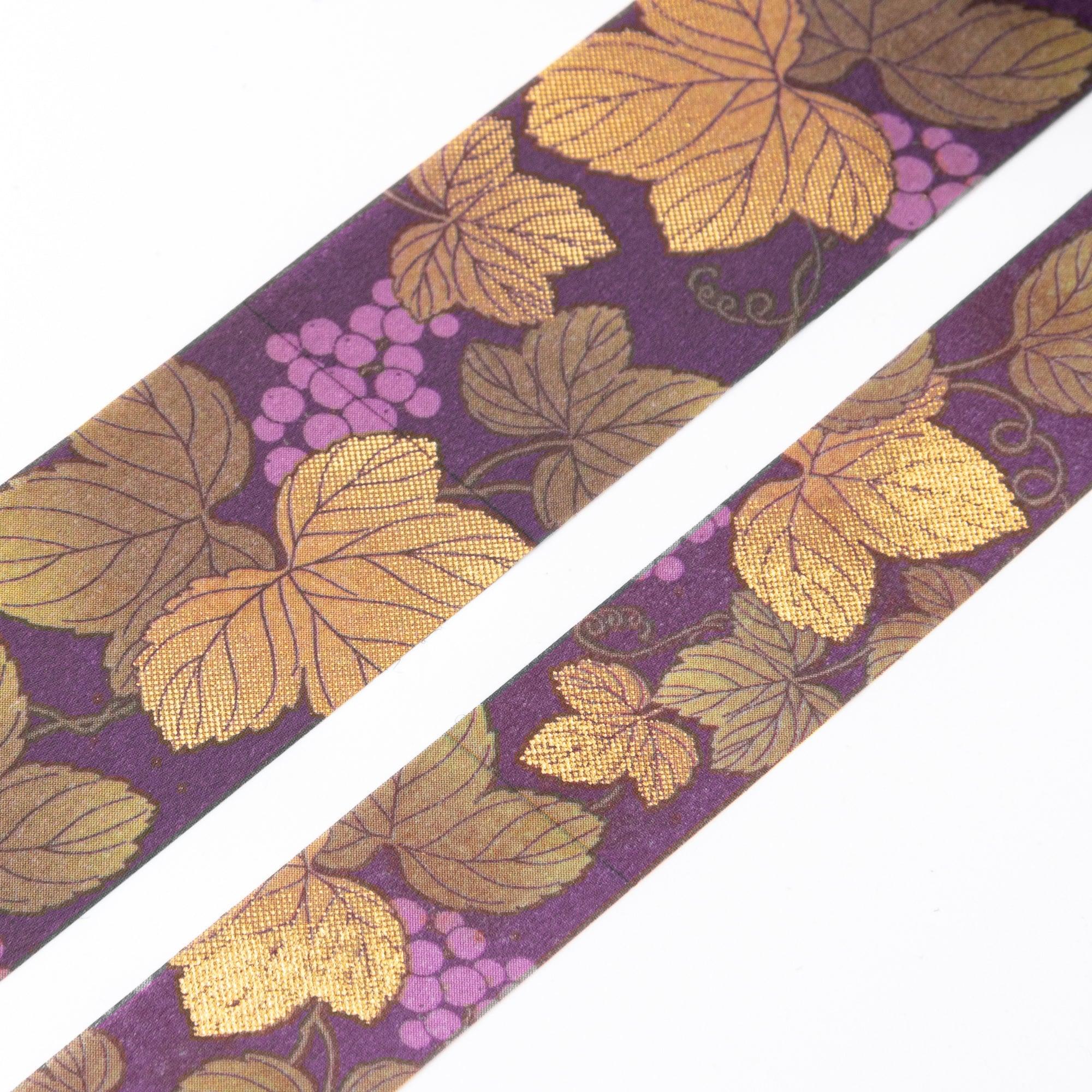 Kimono Beauty Grapes Iyo washi tape showing traditional Japanese kimono pattern with grape design detail close-up