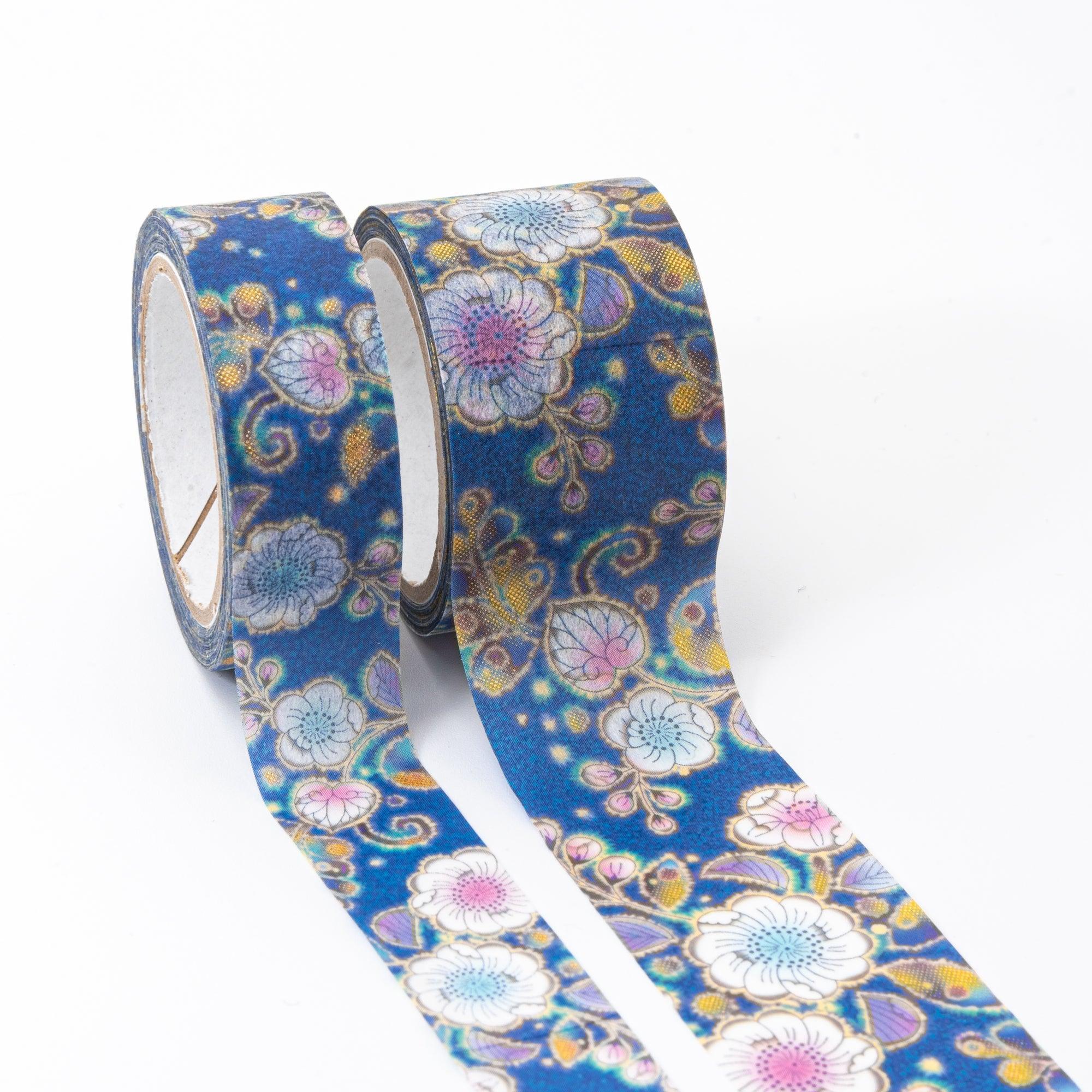 Kimono Beauty Tsujigahana Bloom Iyo washi tape applied to journal page showing Japanese traditional pattern usage