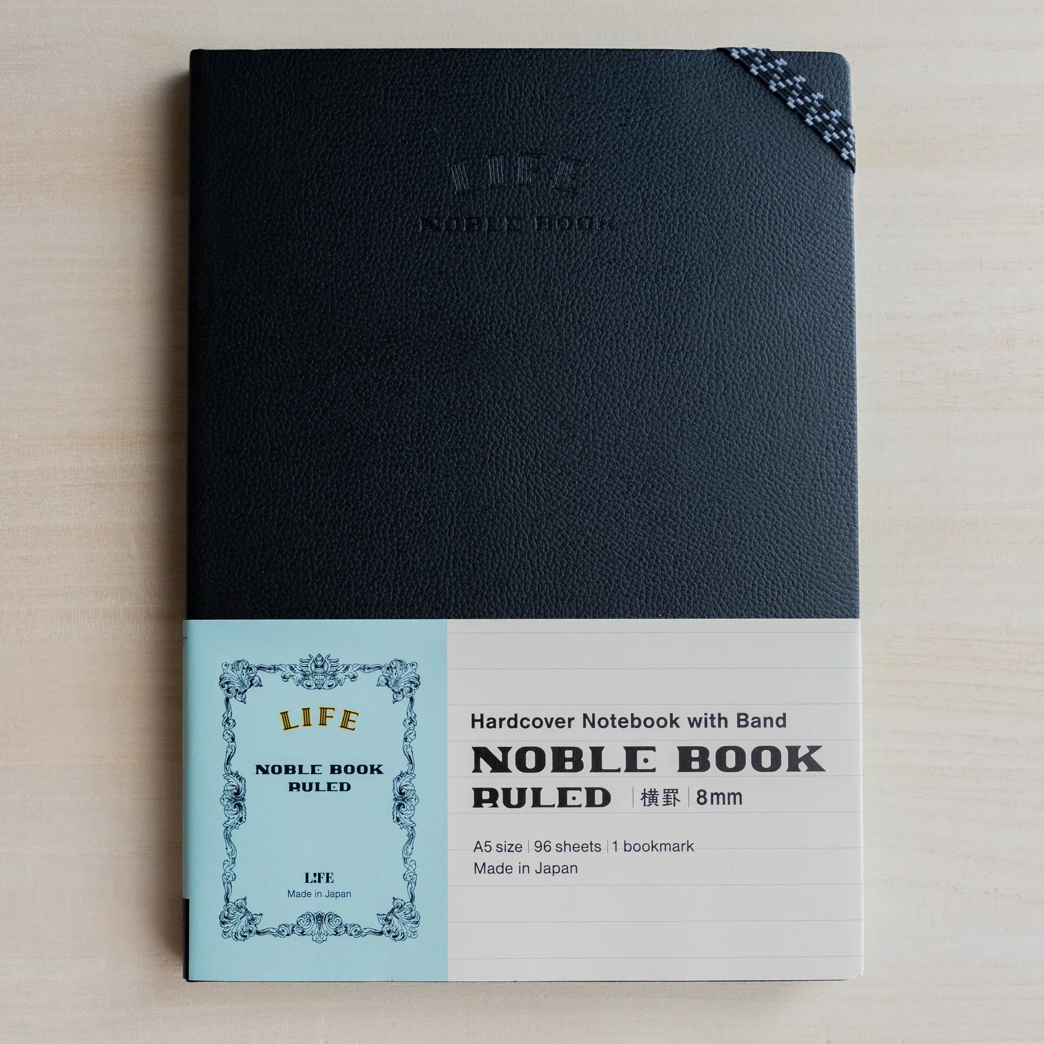 Life Noble A5 planning notebook, detailed view quality materials showing closure mechanism, LIFE Japan A5 hardcover notebook