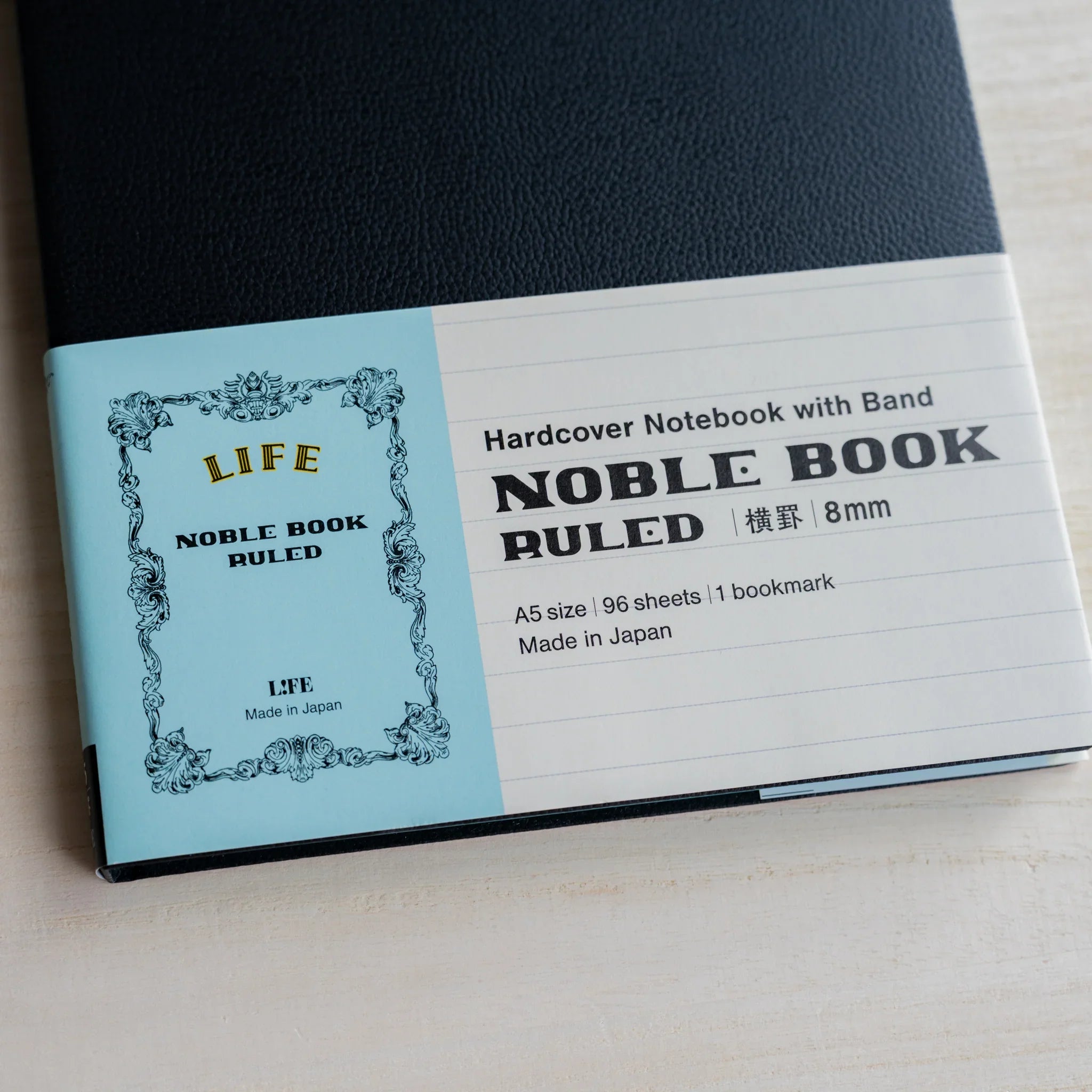 Life Noble A5 notebook, closed front cover leather cover with spine visible