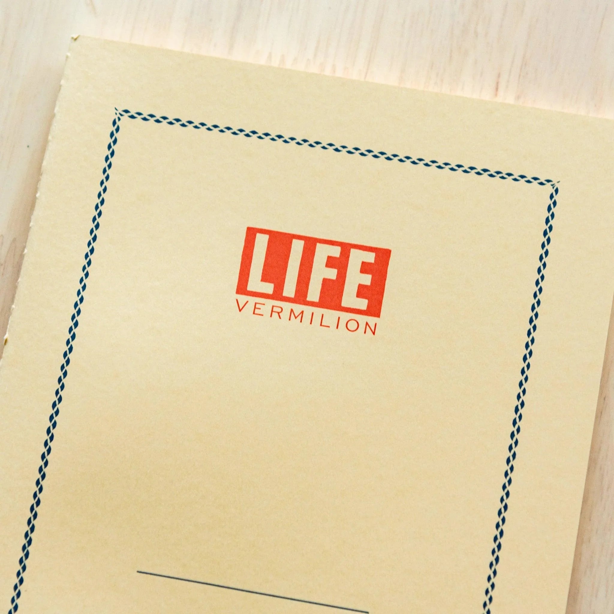Vermilion LIFE notebook with vibrant traditional red color cover and quality binding with traditional Japanese craftsmanship