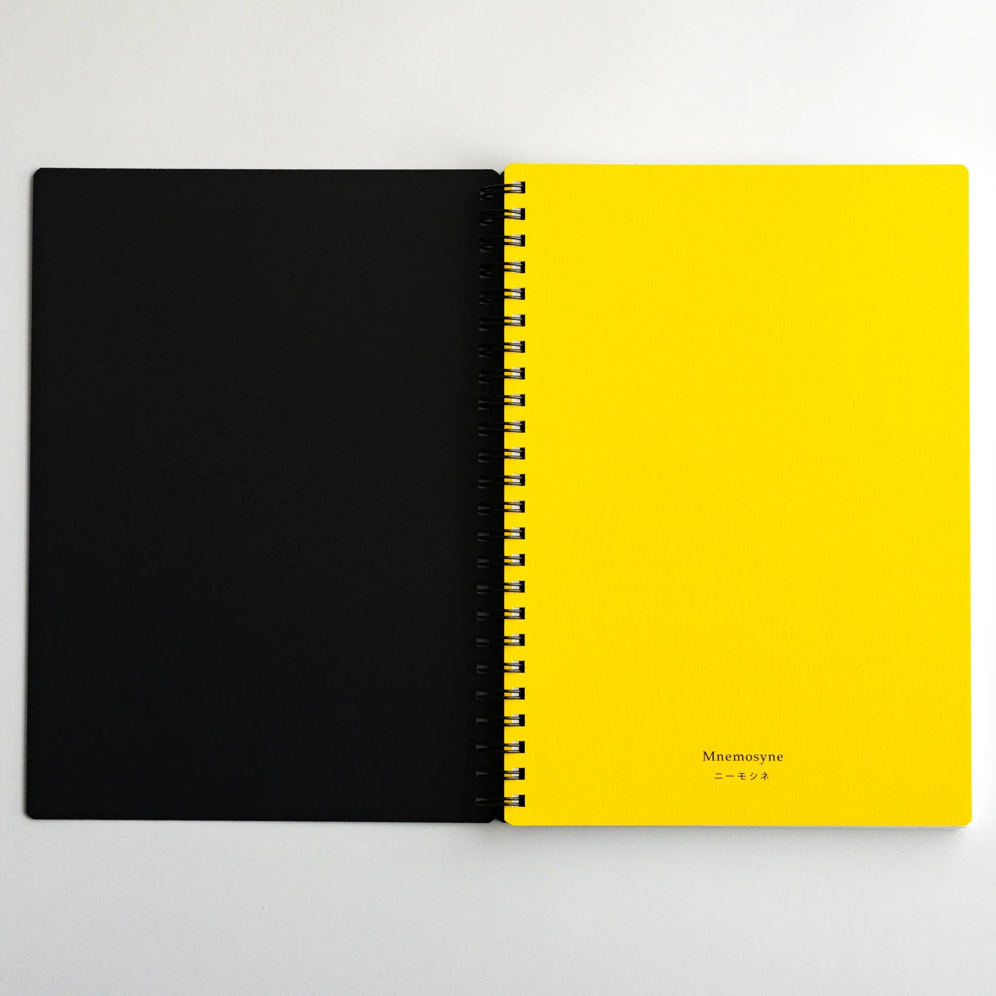 Maruman Mnemosyne notebook, cover flat lay showing minimalist composition, Mnemosyne Maruman Japan A4 or A5 notepad with