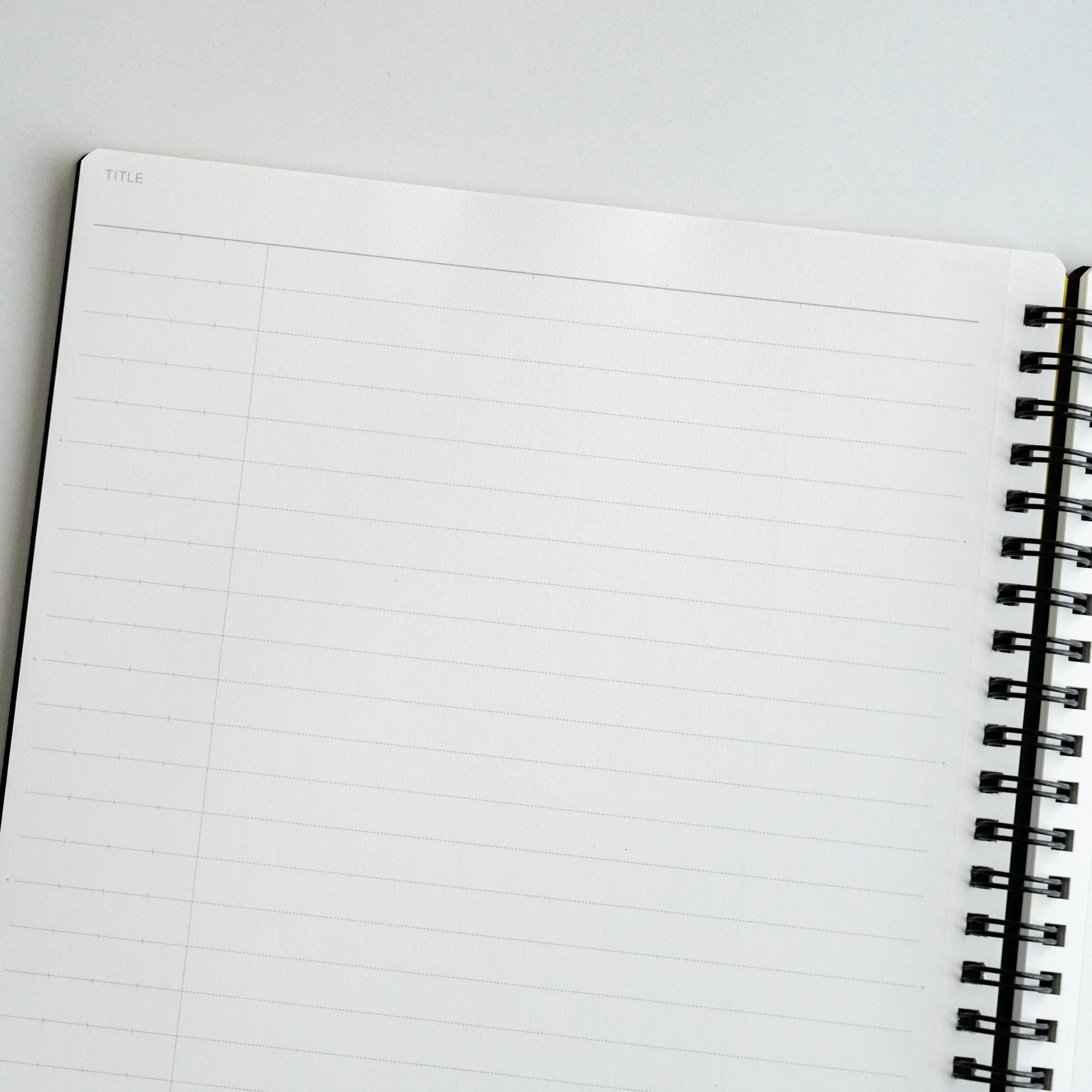 Maruman Mnemosyne notebook, page corner showing line spacing, Maruman Mnemosyne Japanese notebook with smooth paper and