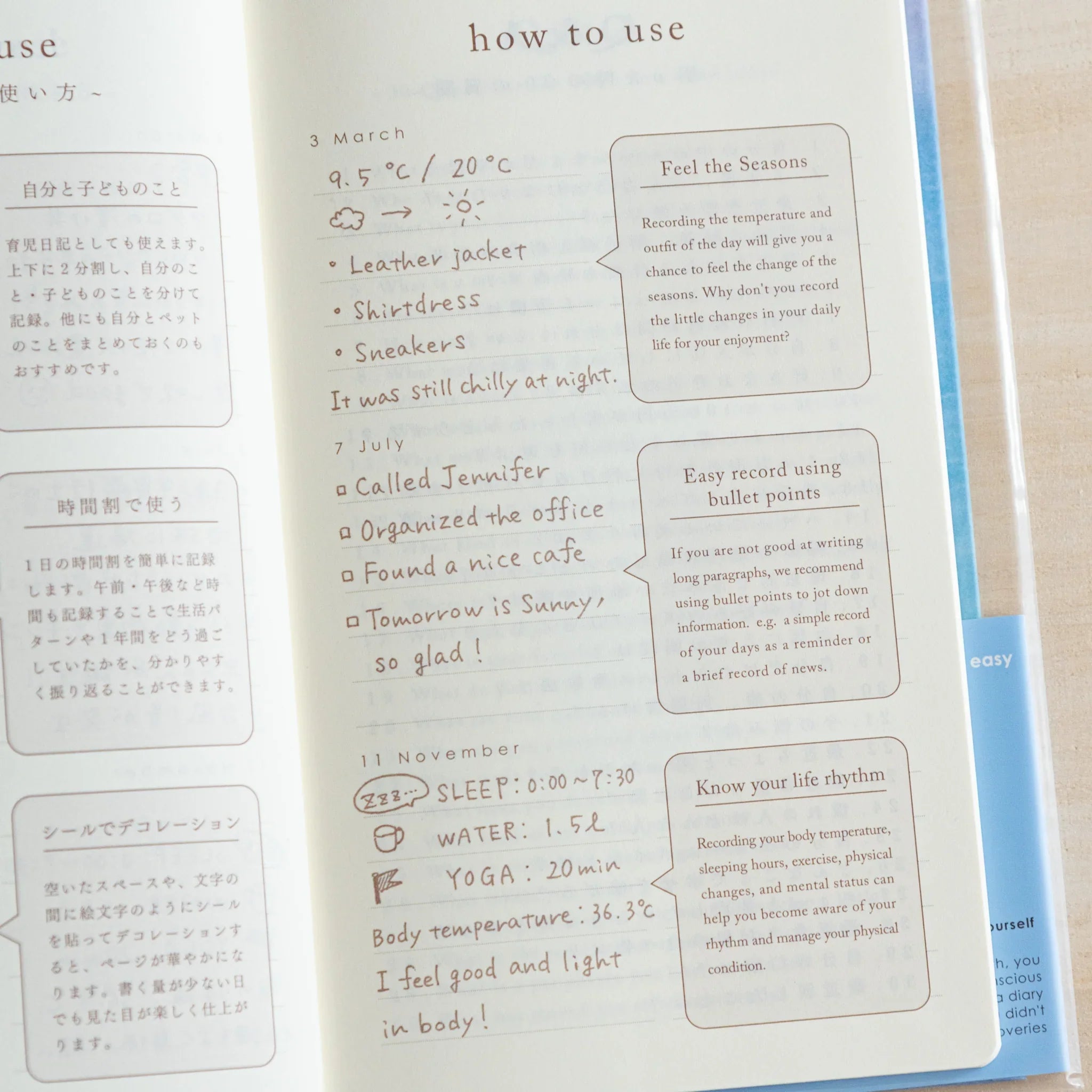 Blue and brown three-year diary with gold key motif and geometric gate design pattern detail visible