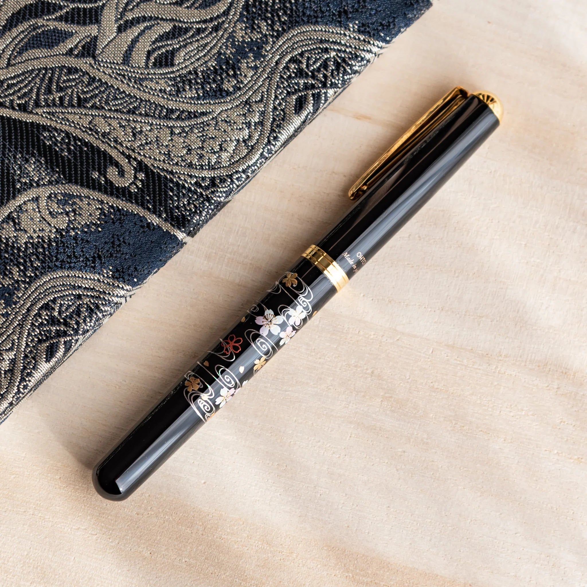 Sakura over the River Yamanaka Fountain Pen, front view with product styling providing full visual representation and product
