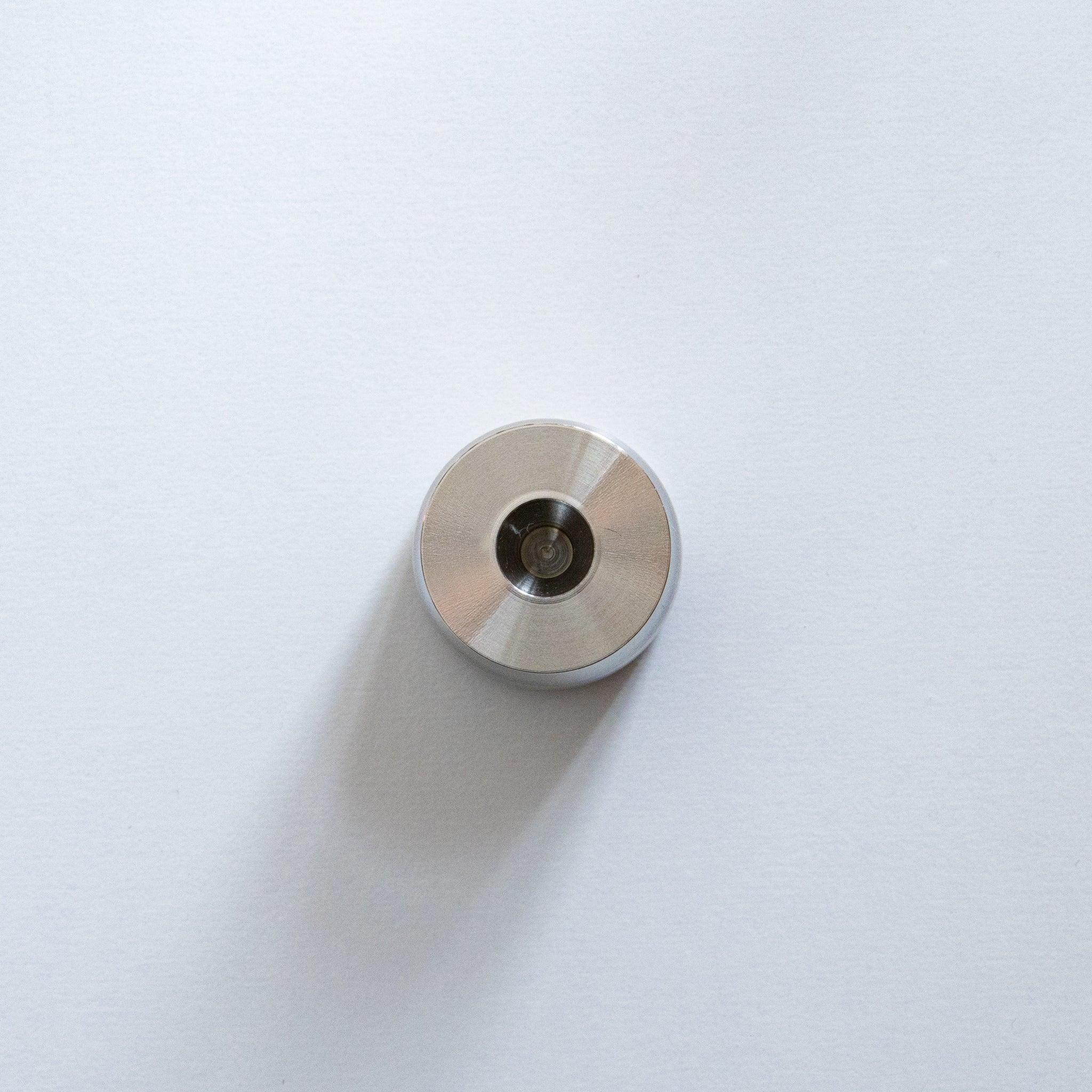 Solid stainless steel pen holder showing metal finish and quality steel construction