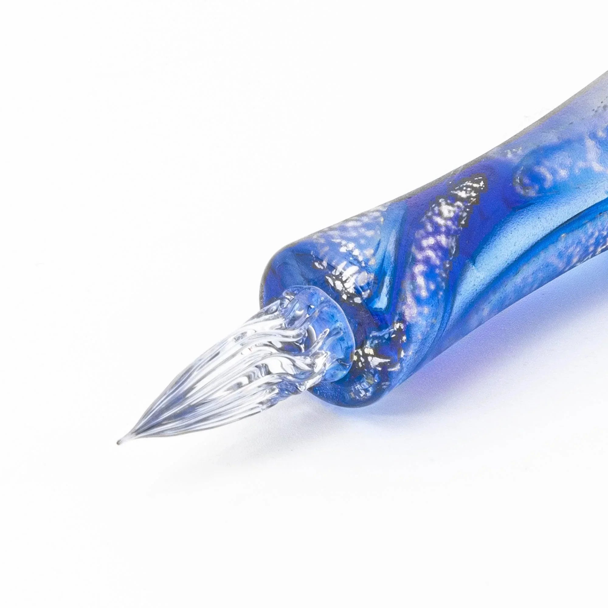 TAKETORI Hazy Moon Series Lapis Lazuli Glass Dip Pen - Glass Studio TooS, angled view showing all sides