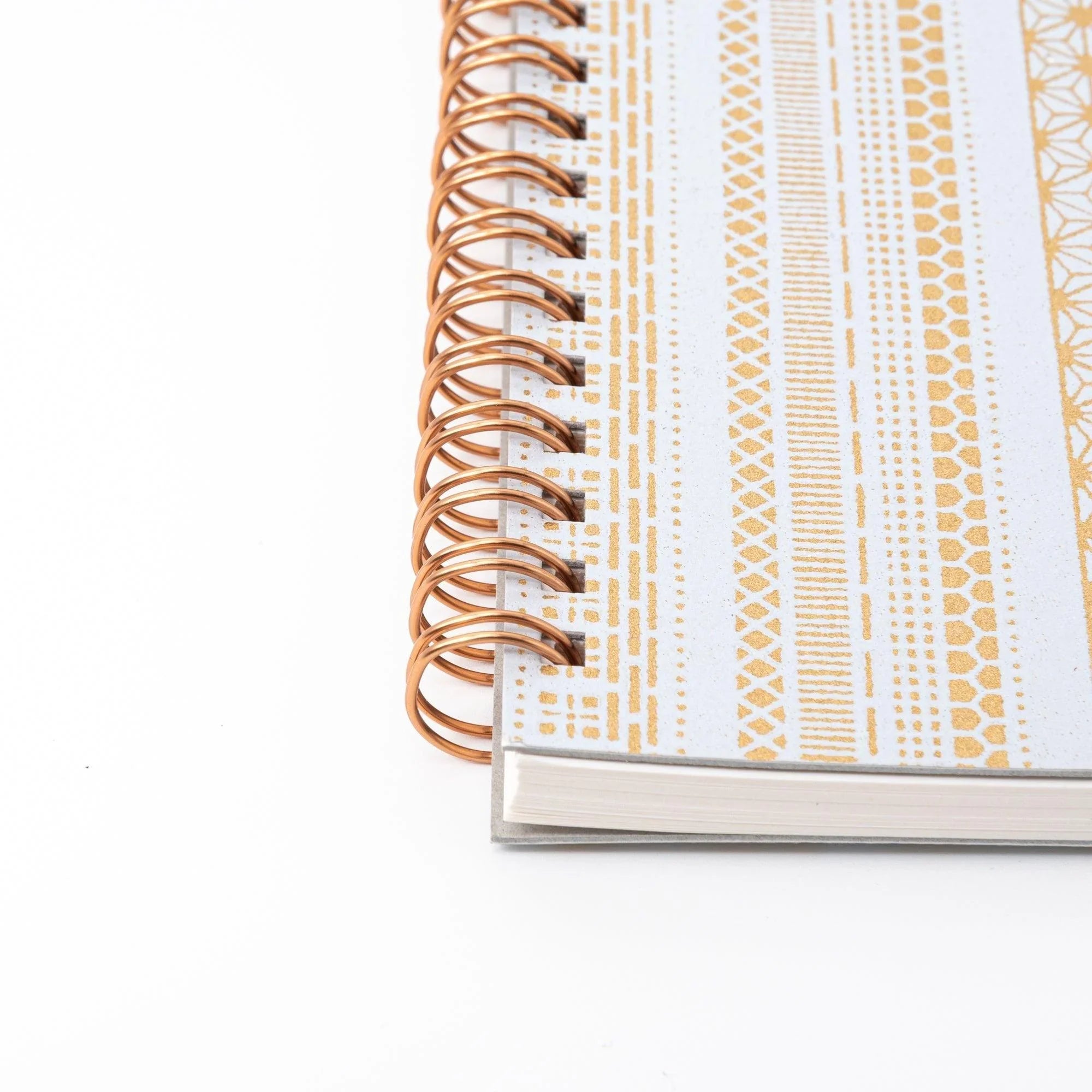 Golden Japanese motif A5 spiral notebook with traditional pattern and binding with traditional Japanese craftsmanship