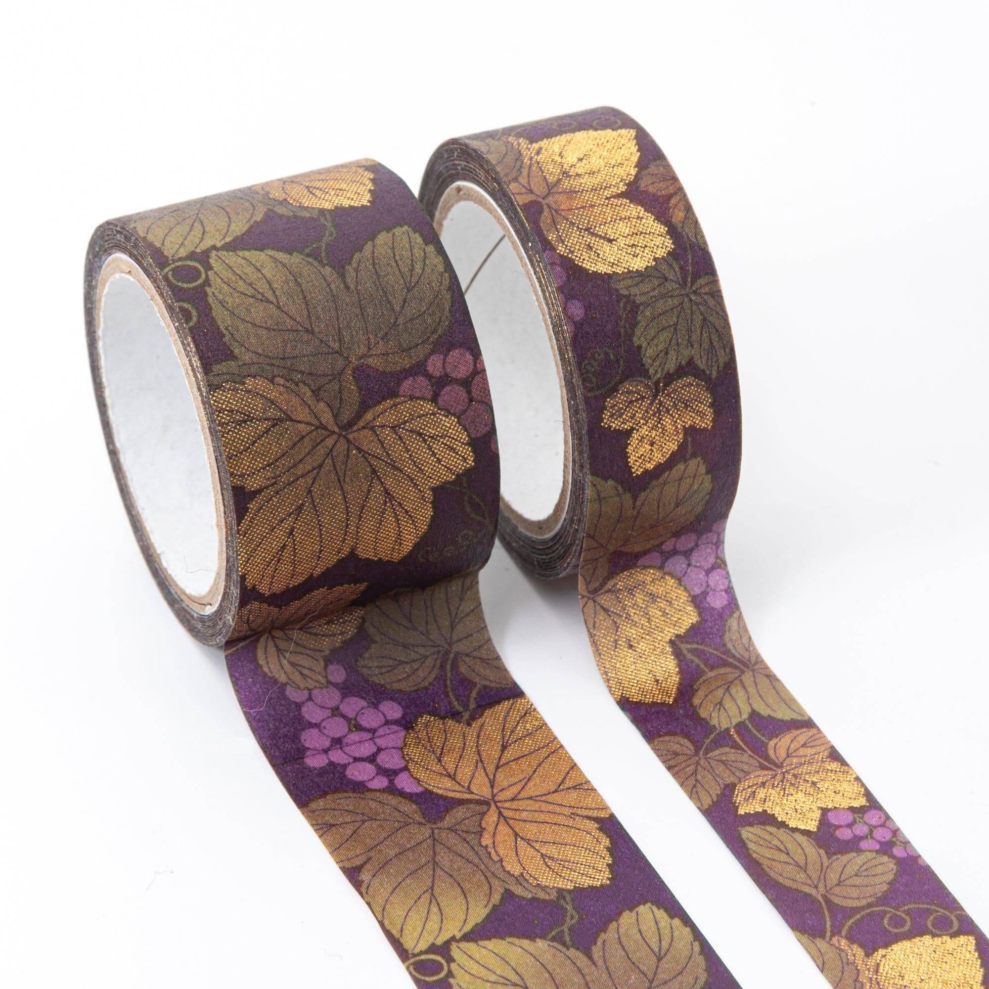 Kimono Beauty Grapes Iyo washi tape applied to journal page showing Japanese grape motif in traditional aesthetic