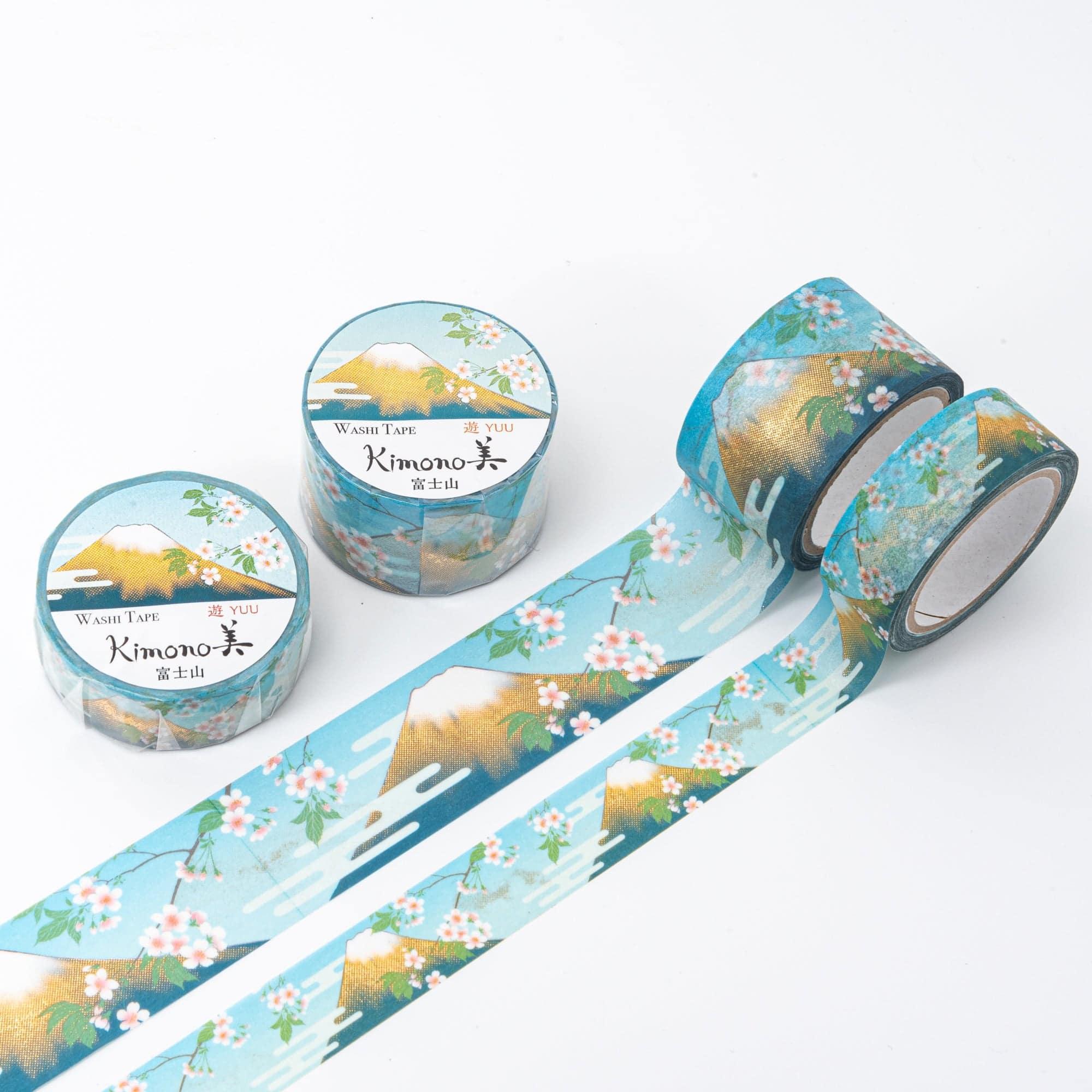 Kimono Beauty Mt Fuji Iyo washi tape roll featuring iconic Japanese landscape with snow-capped mountain imagery