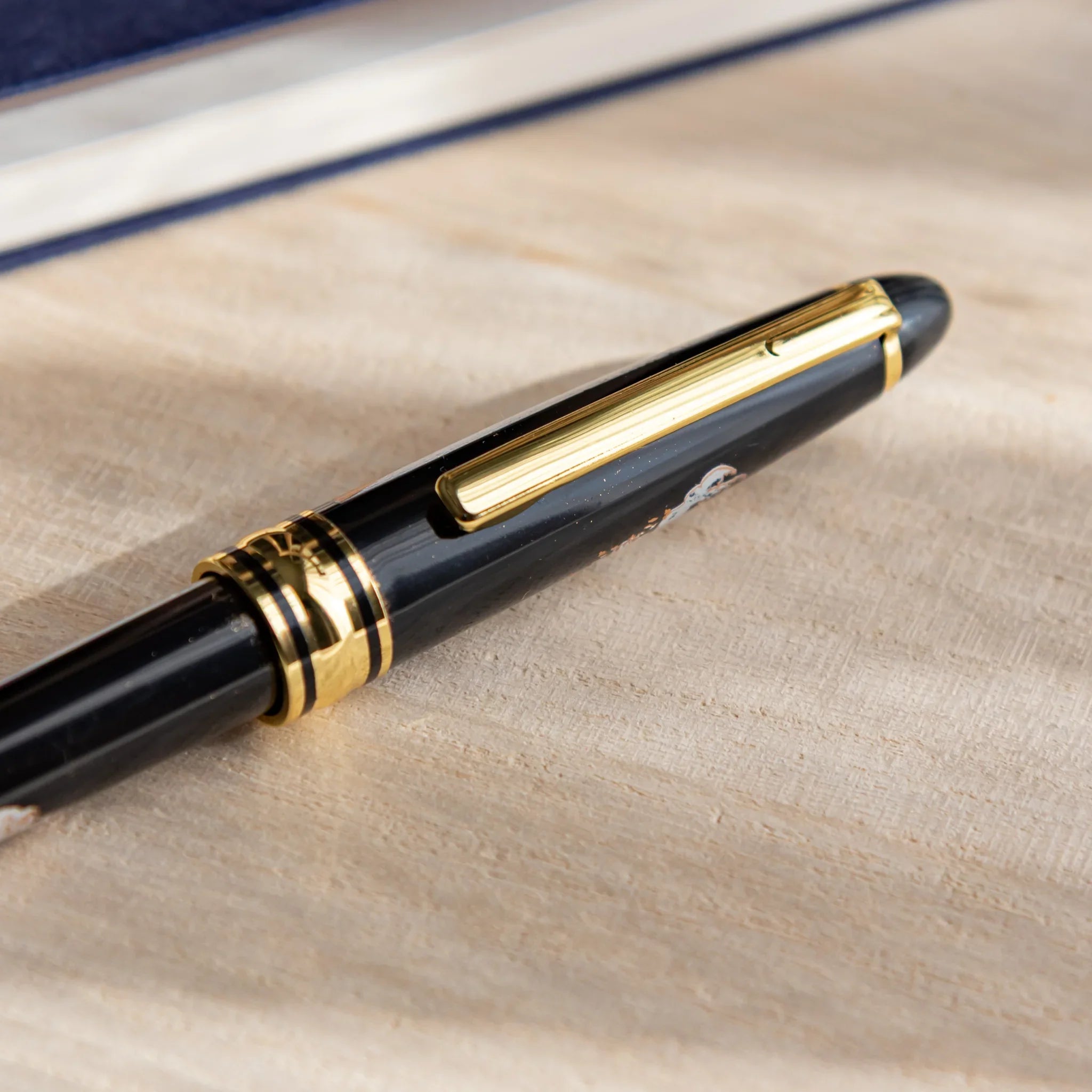 Great Wave pen showing elaborate maki-e artwork detail and composition displayed clearly clearly shown and displayed