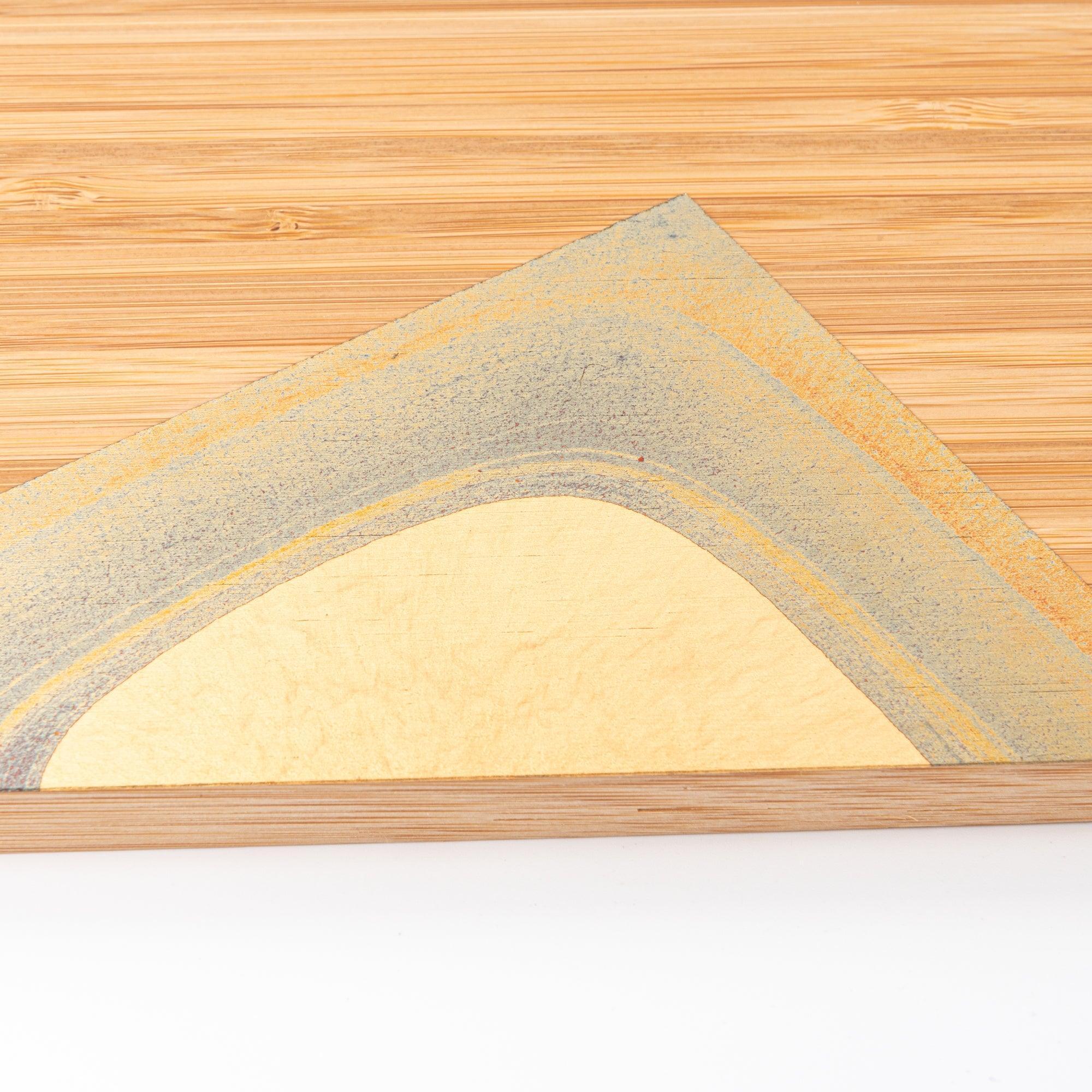 Bamboo Rectangular Pen Tray with Gold Leaf natural bamboo material with delicate gold embellishment with clear visibility of