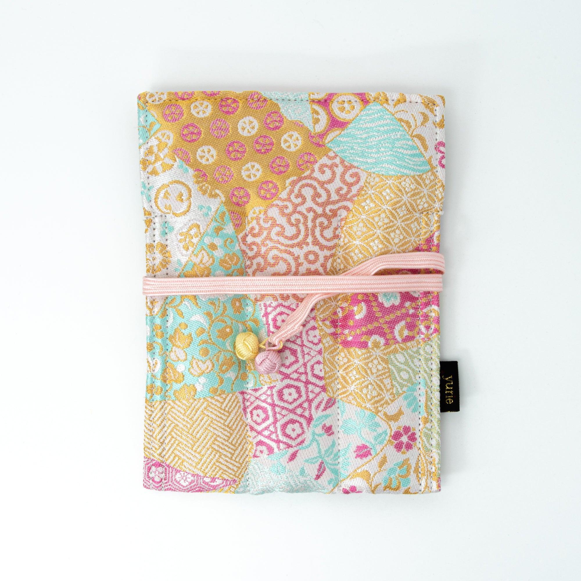 Blooming Patchwork Nishijin Silk Fountain Pen Case - Triple Slot - yurie, front-facing angle showing finish