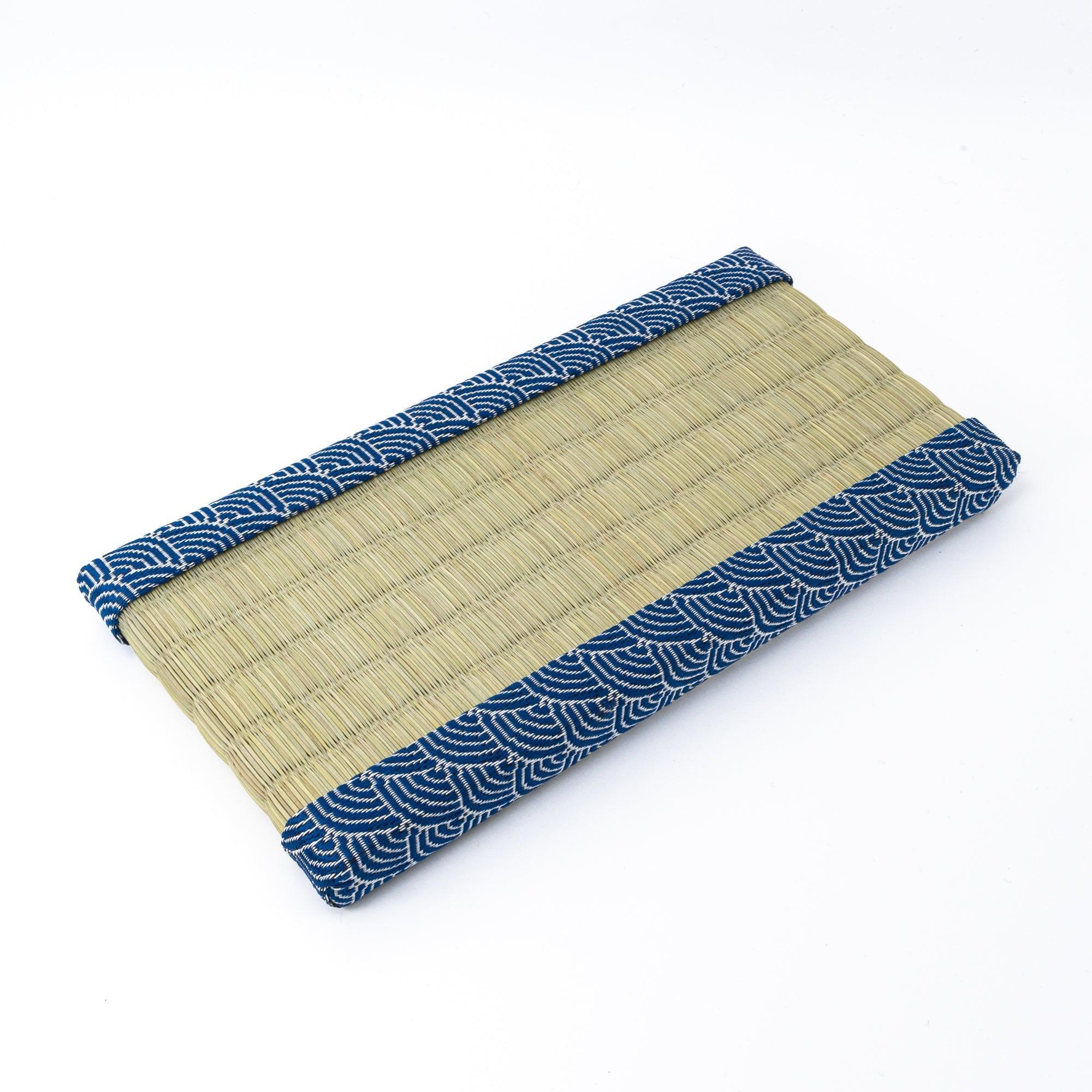 Blue Yachiyo Tatami tray holding blue and white decorated pens demonstrating organizational function