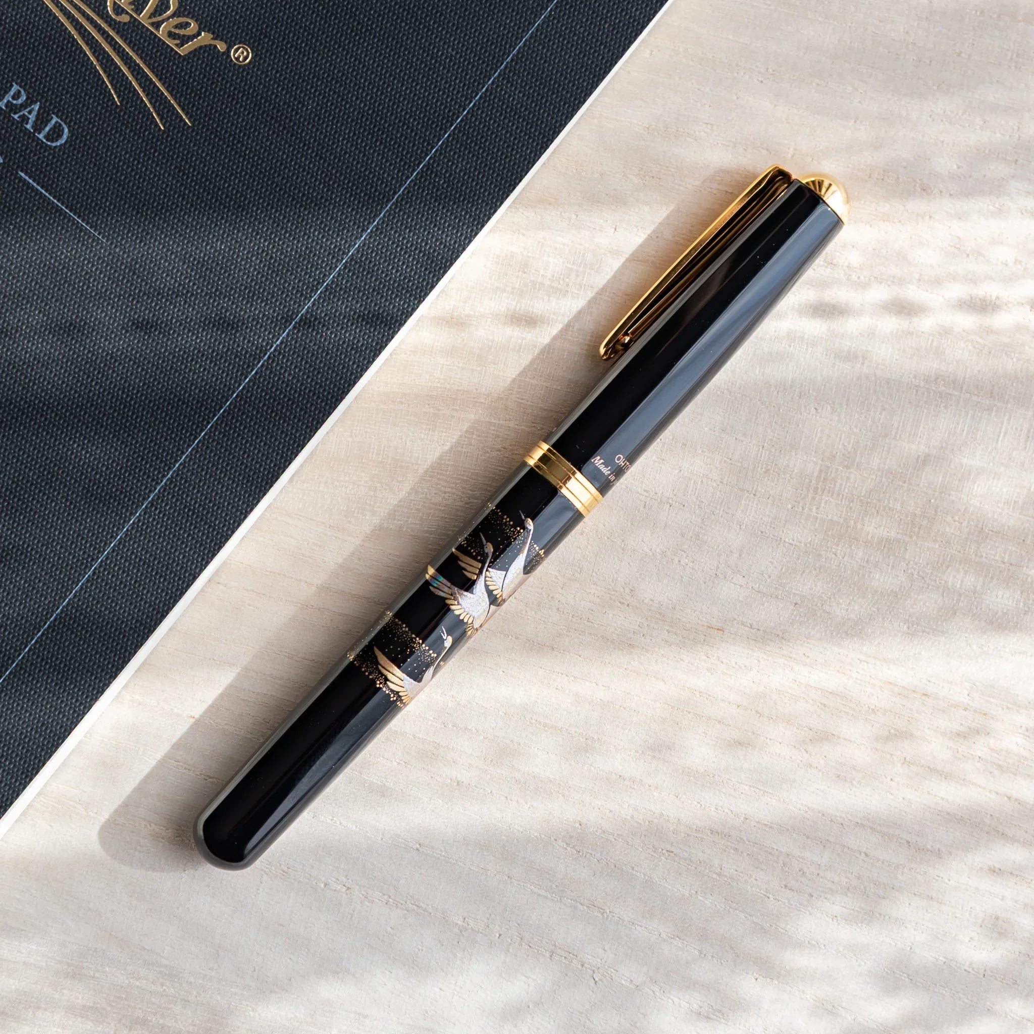 Crane Yamanaka fountain pen with lacquer design shown in composition shown in composition product composition view