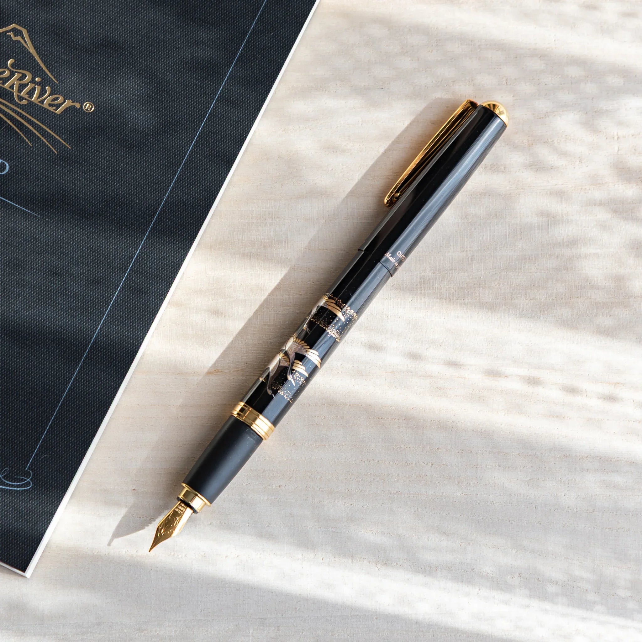 Crane Yamanaka fountain pen with lacquer design shown in composition in detail view composition product composition view