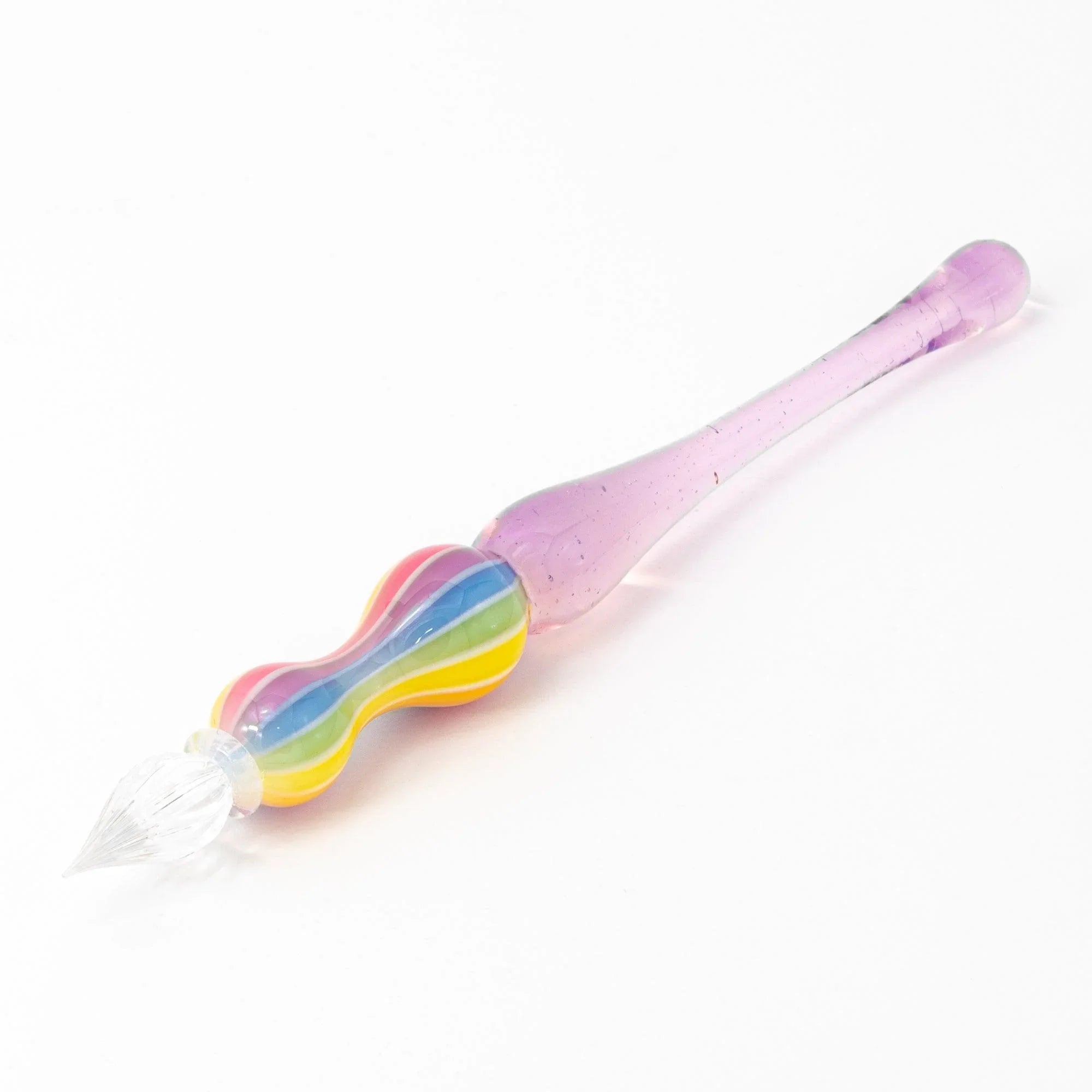 Light passing through Rose glass balloon pen showing color depth and transparent gradient effects showing product quality 