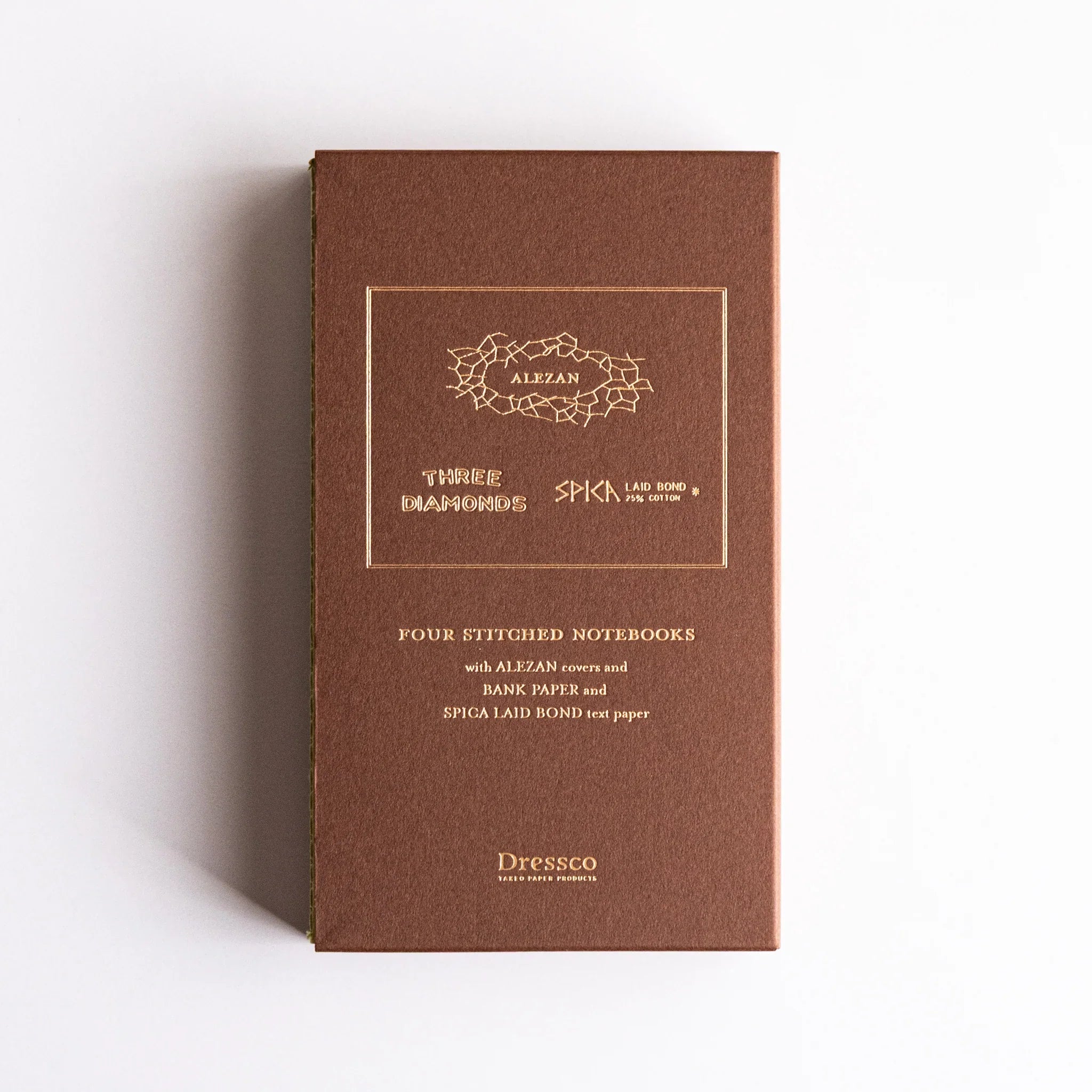 Dressco stitched notebook set of four, flat lay showing embossed design                                       
