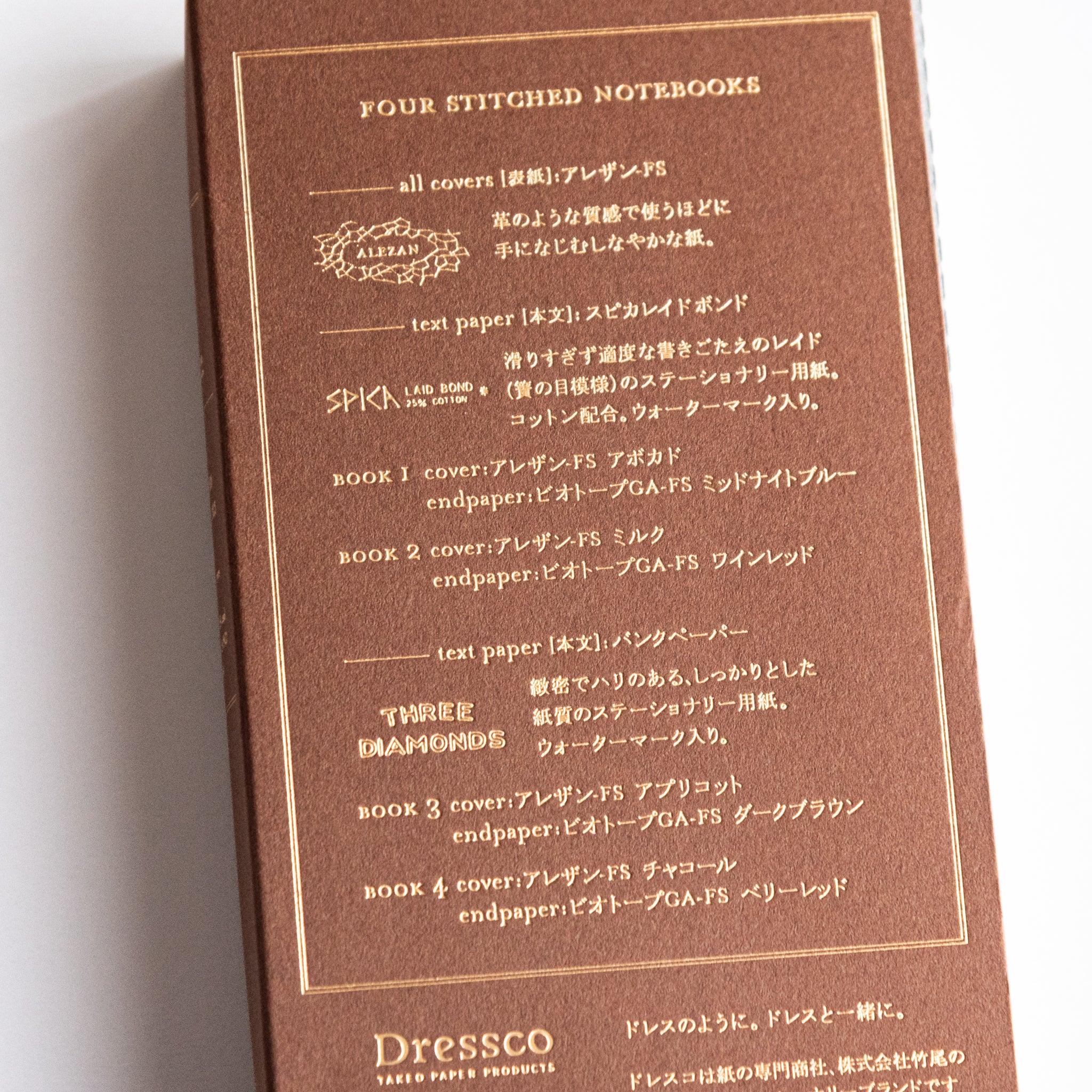 Dressco stitched stationery set four pieces, flat lay showing of embossed design                              