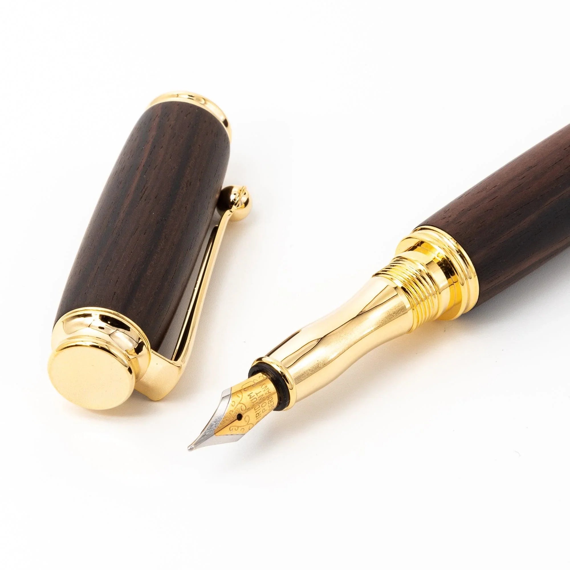Fountain pen barrel and screw cap assembly detail shown in close-up view with texture displayed clearly