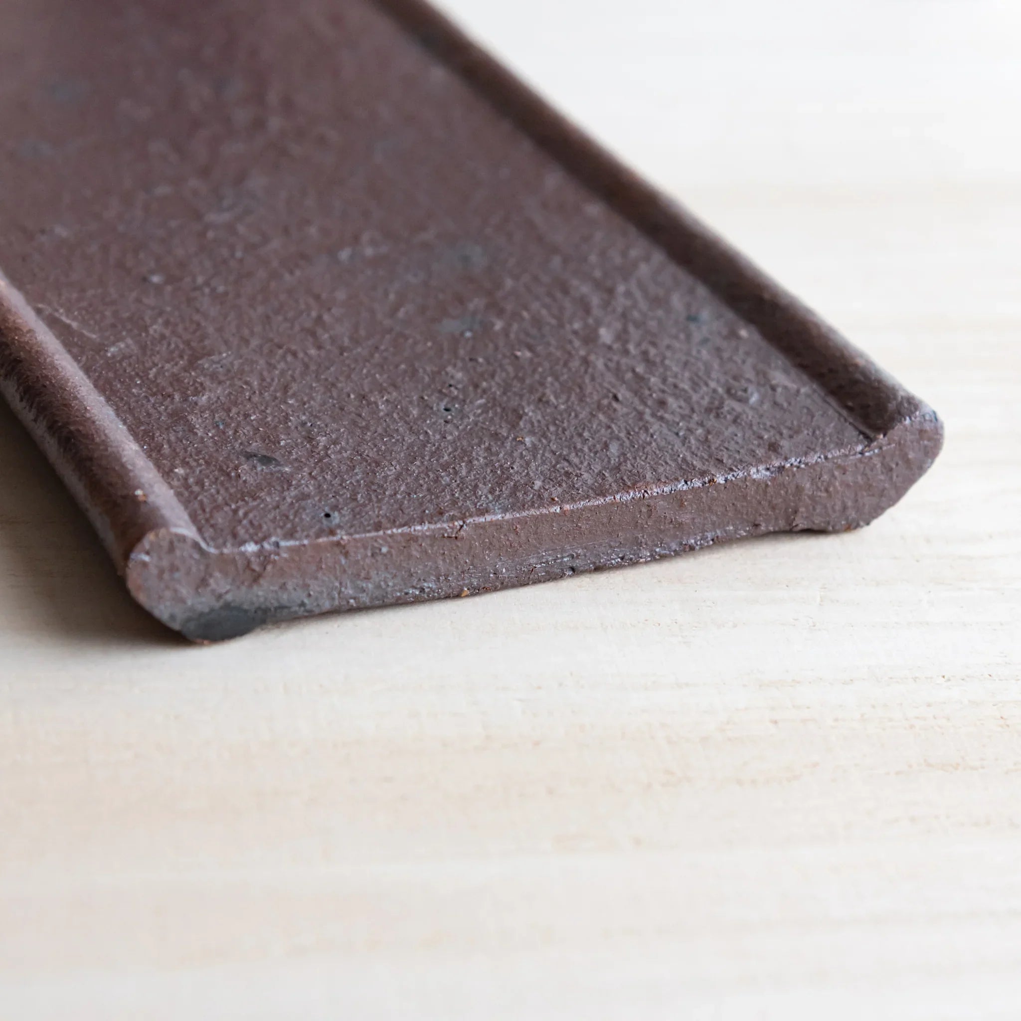Echizen Kawara red tile ceramic pen tray with four slots shown in composition detail shown view composition