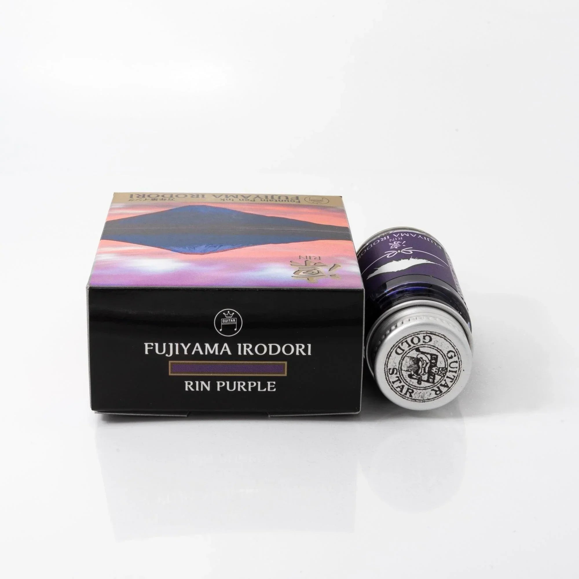 FUJIYAMA IRODORI RIN ink bottle featured in lifestyle arrangement showcasing Japanese fountain pen ink design