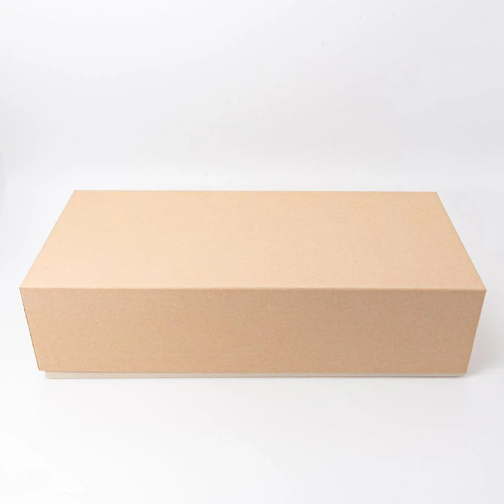 Rectangular tan kraft cardboard outer box for the lacquer pen box, shown closed on a white background
