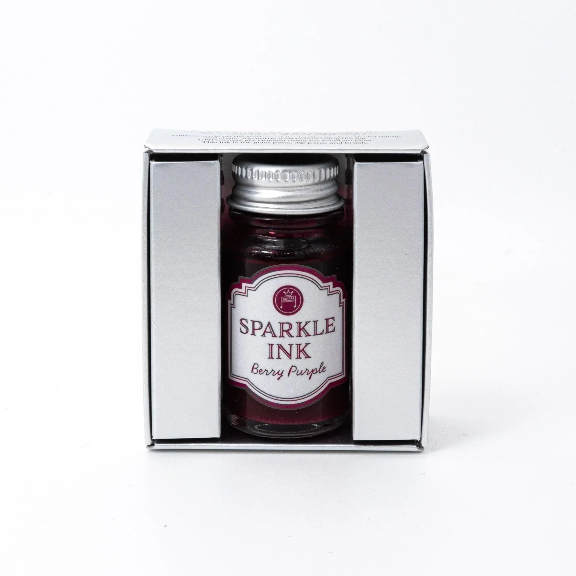 Berry Purple Guitar Sparkle shimmer ink for brush pen writing and Japanese calligraphy featuring traditional Japanese design