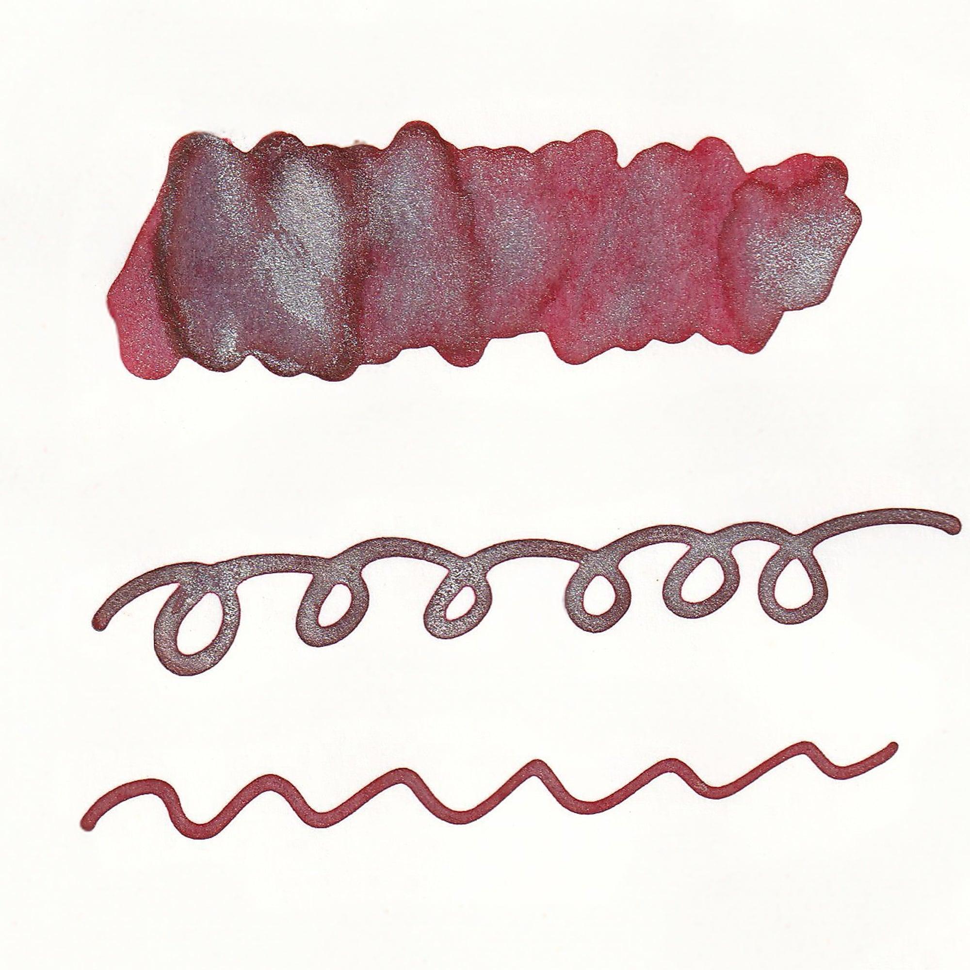 Guitar Sparkle Crimson Red shimmer ink with metallic pearl effect traditional Japanese pigment with quality binding and paper