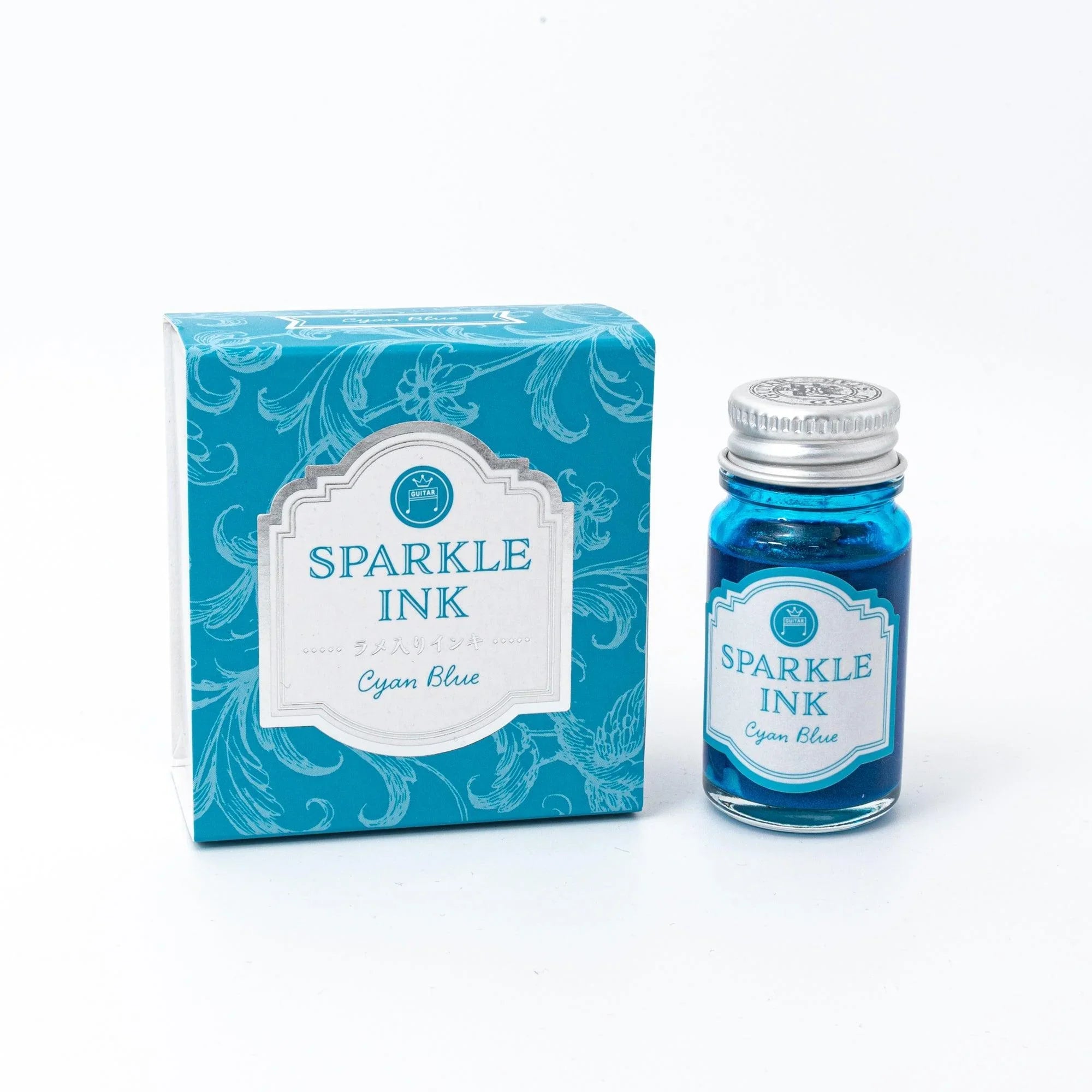Guitar Sparkle Cyan Blue shimmer ink bottle with sparkle pigment for calligraphy writing with quality binding and paper
