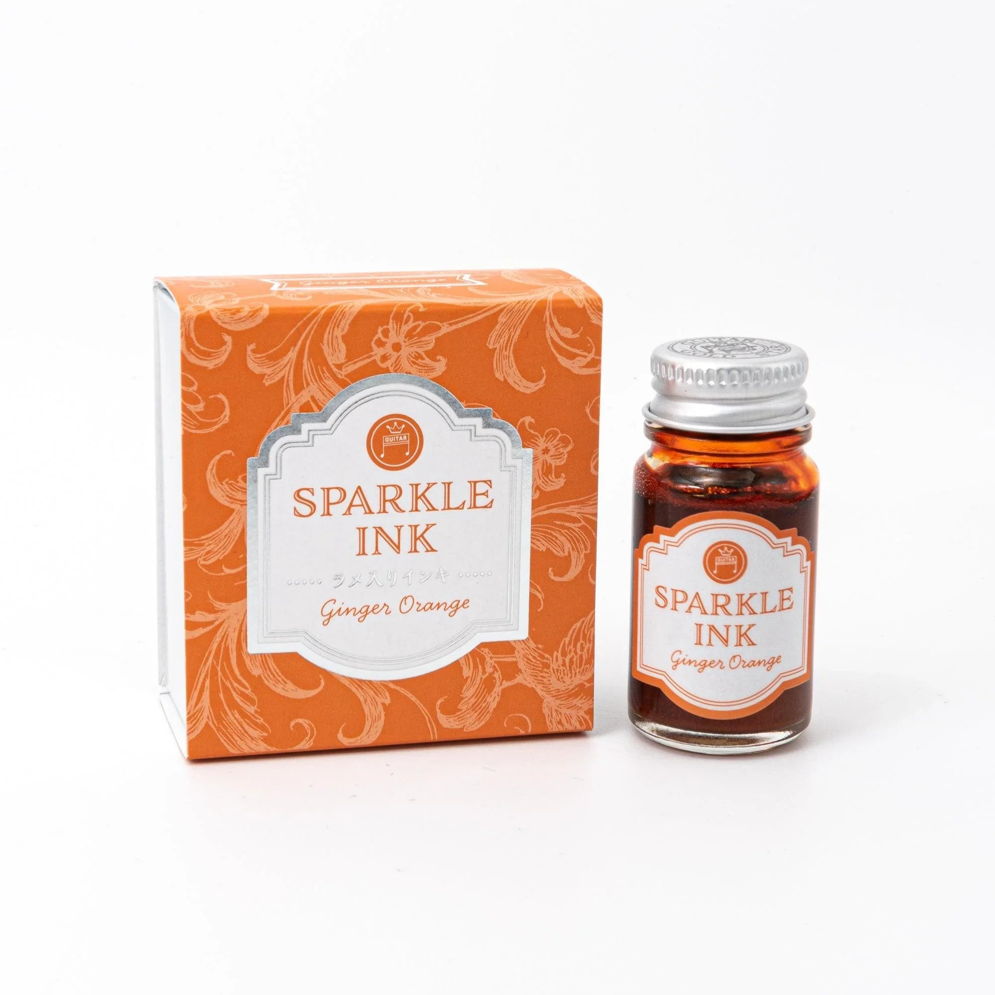 Guitar Sparkle Ginger Orange shimmer ink bottle with sparkle pigment for calligraphy writing with quality binding and paper