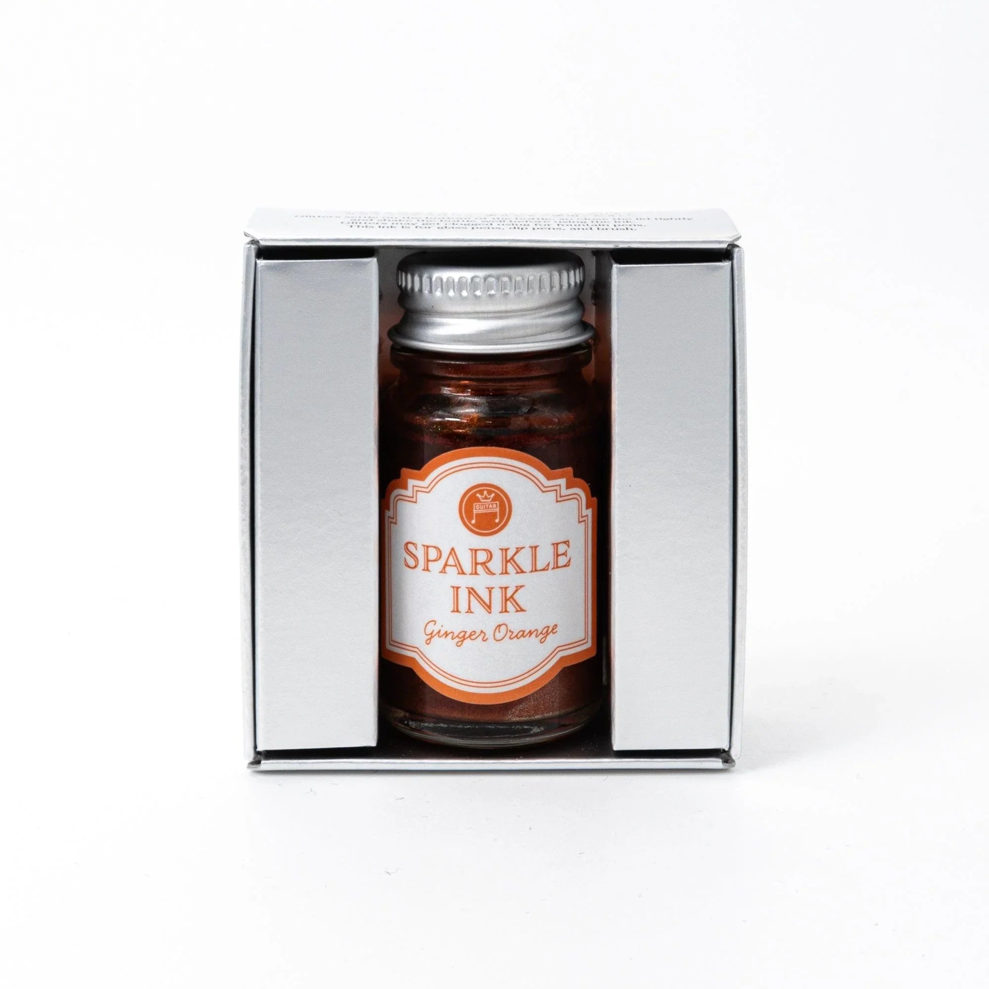 Ginger Orange Guitar Sparkle shimmer ink for brush pen writing and Japanese calligraphy featuring traditional Japanese design
