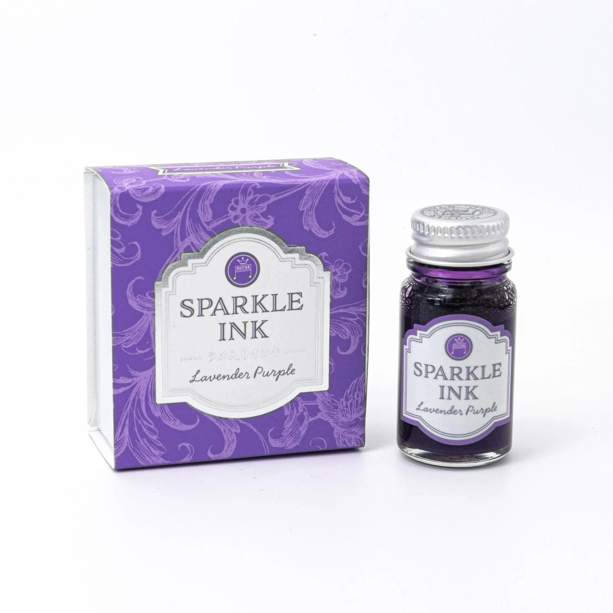 Guitar Sparkle Lavender Purple shimmer ink bottle with sparkle pigment for calligraphy writing with quality binding and paper