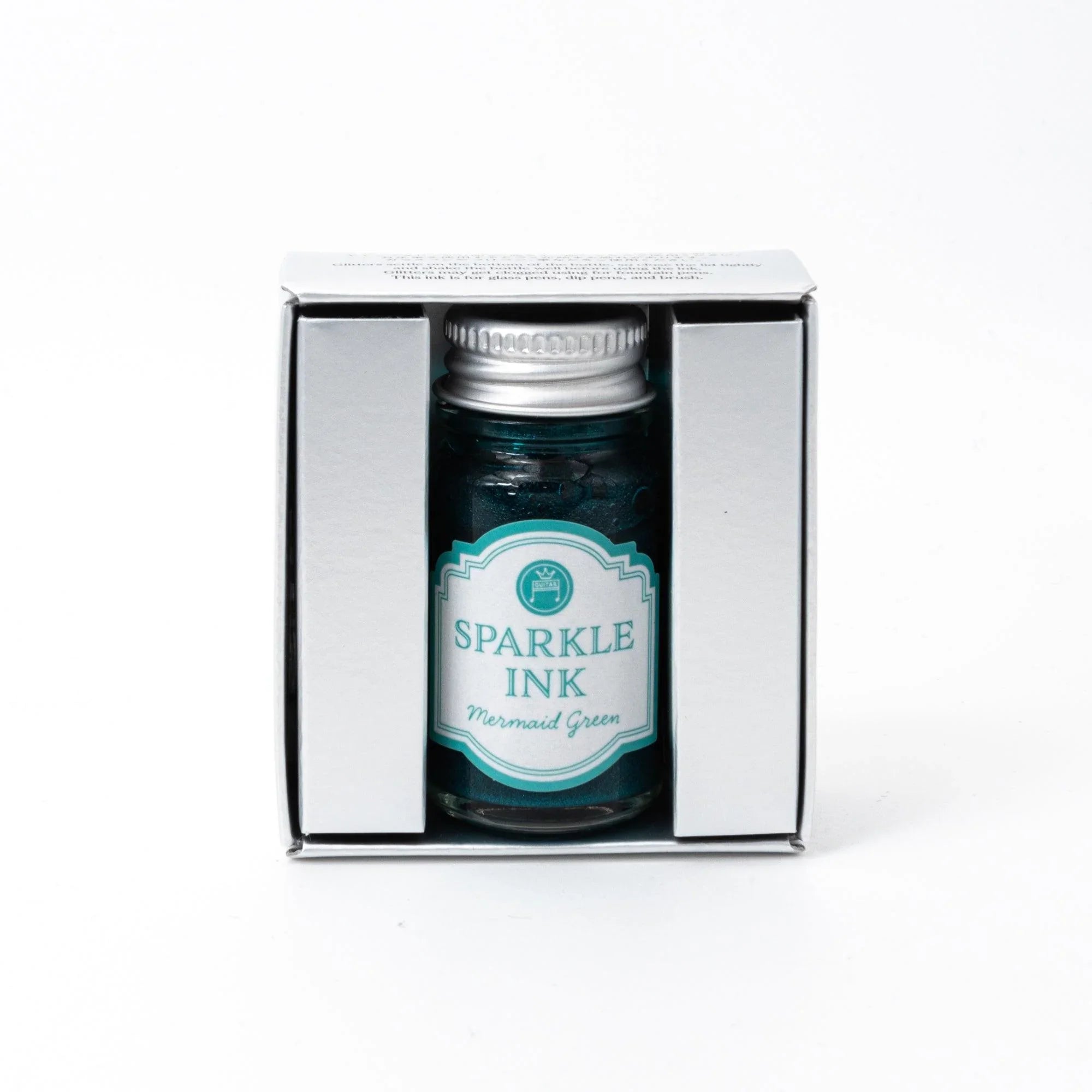 Mermaid Green Guitar Sparkle shimmer ink for brush pen writing and Japanese calligraphy featuring traditional Japanese design