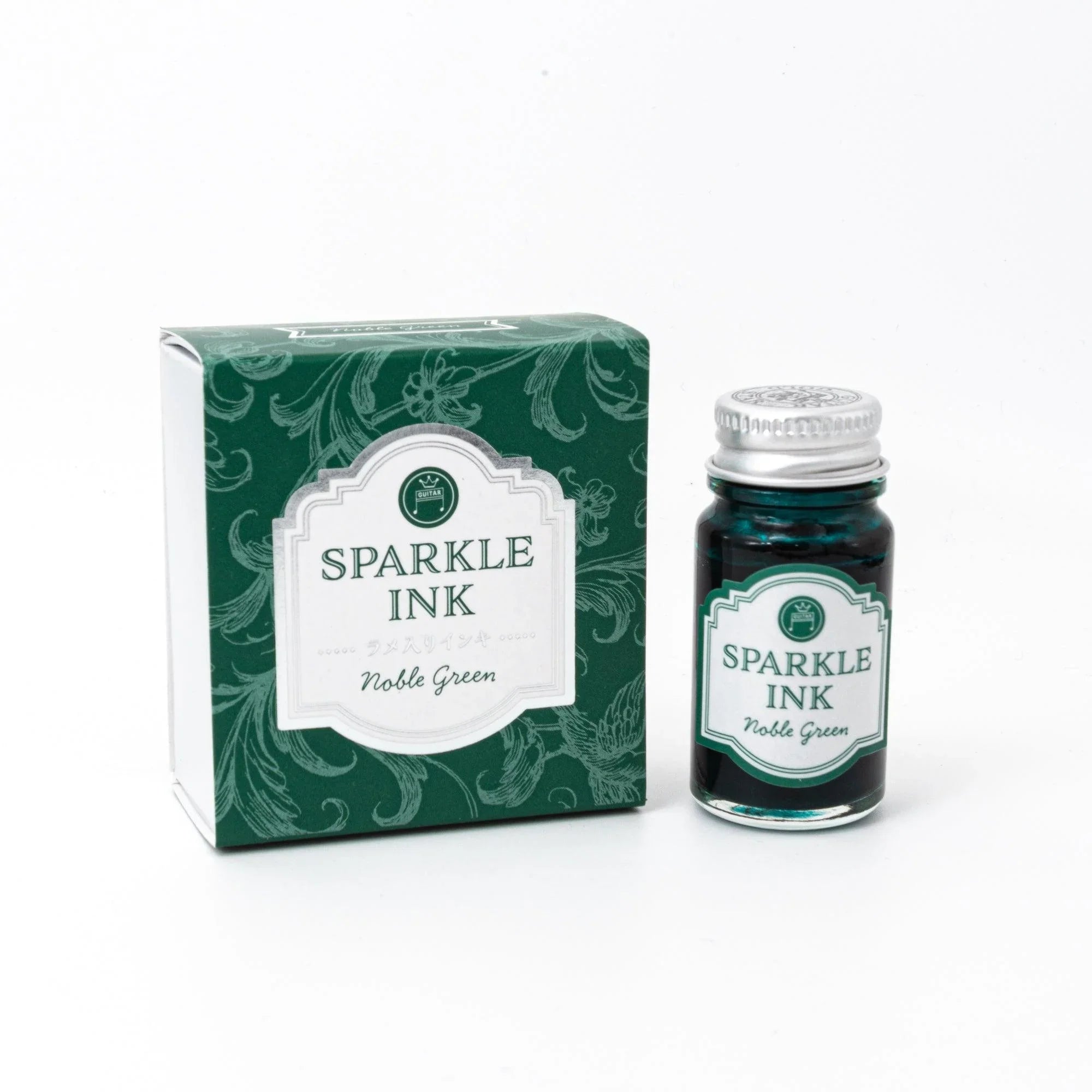 Guitar Sparkle Noble Green shimmer ink bottle with sparkle pigment for calligraphy writing with quality binding and paper