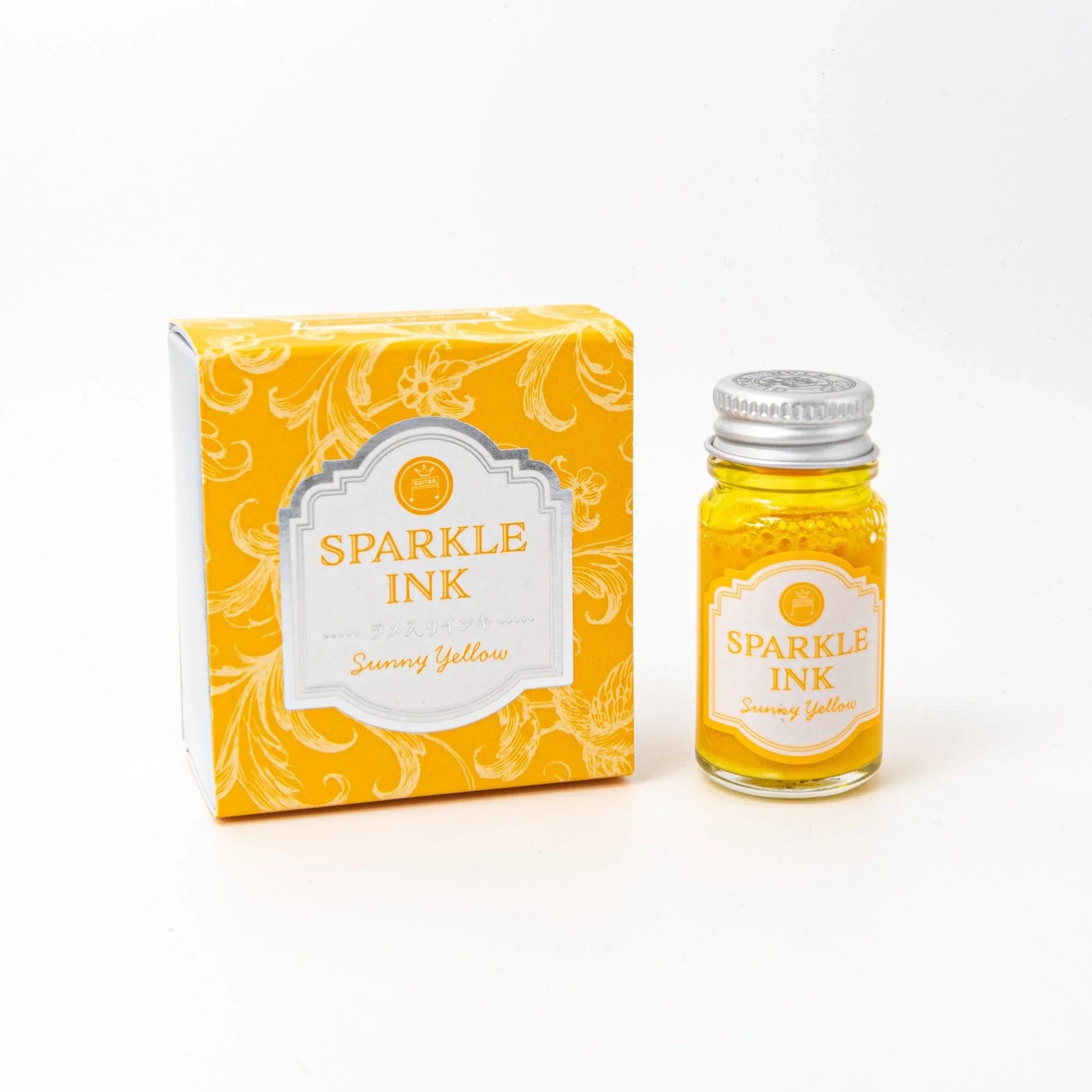 Guitar Sparkle Sunny Yellow shimmer ink bottle with sparkle pigment for calligraphy writing with quality binding and paper