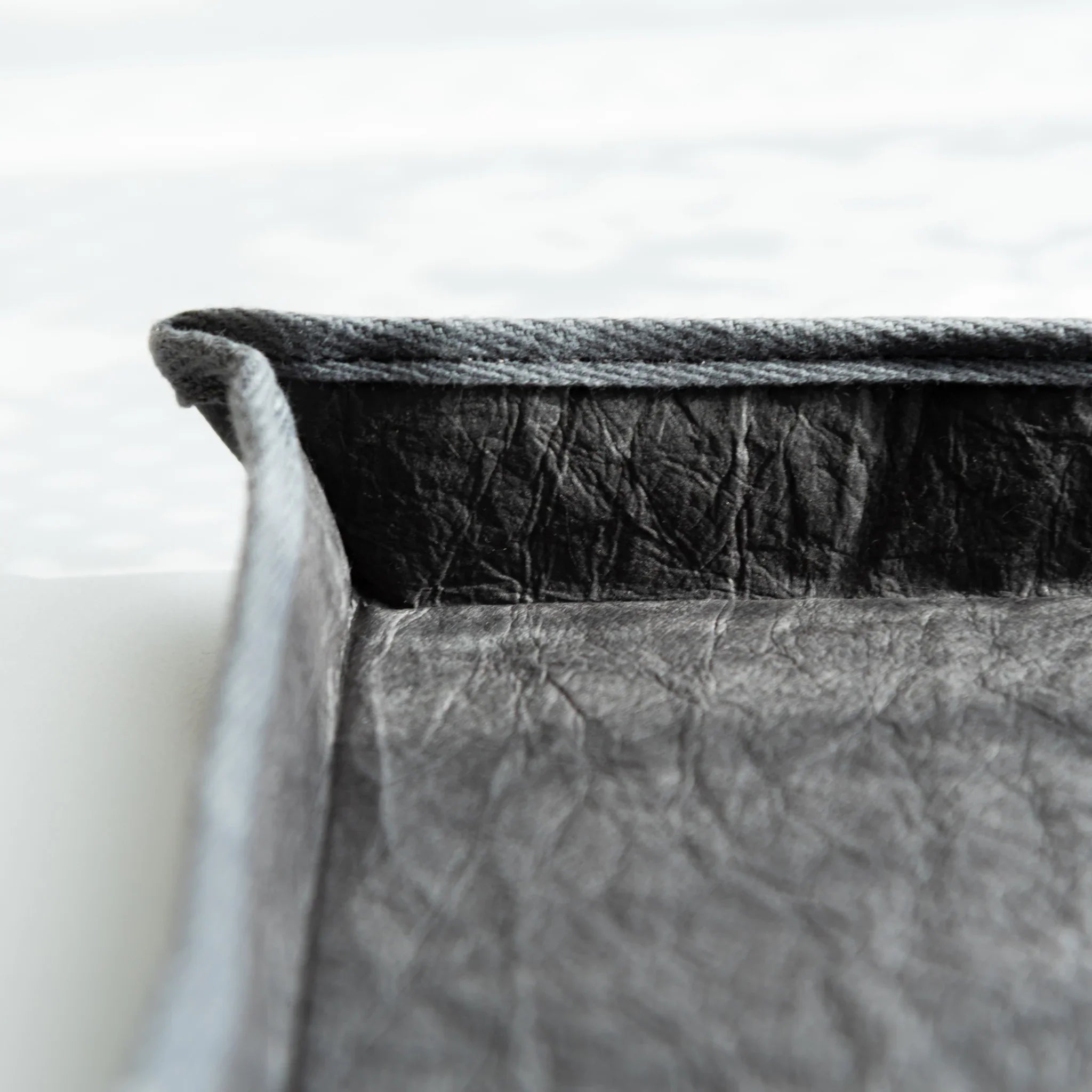 Handcrafted Sugihara Washi Paper Pen Tray gray front-facing angle showing washi paper surface detail