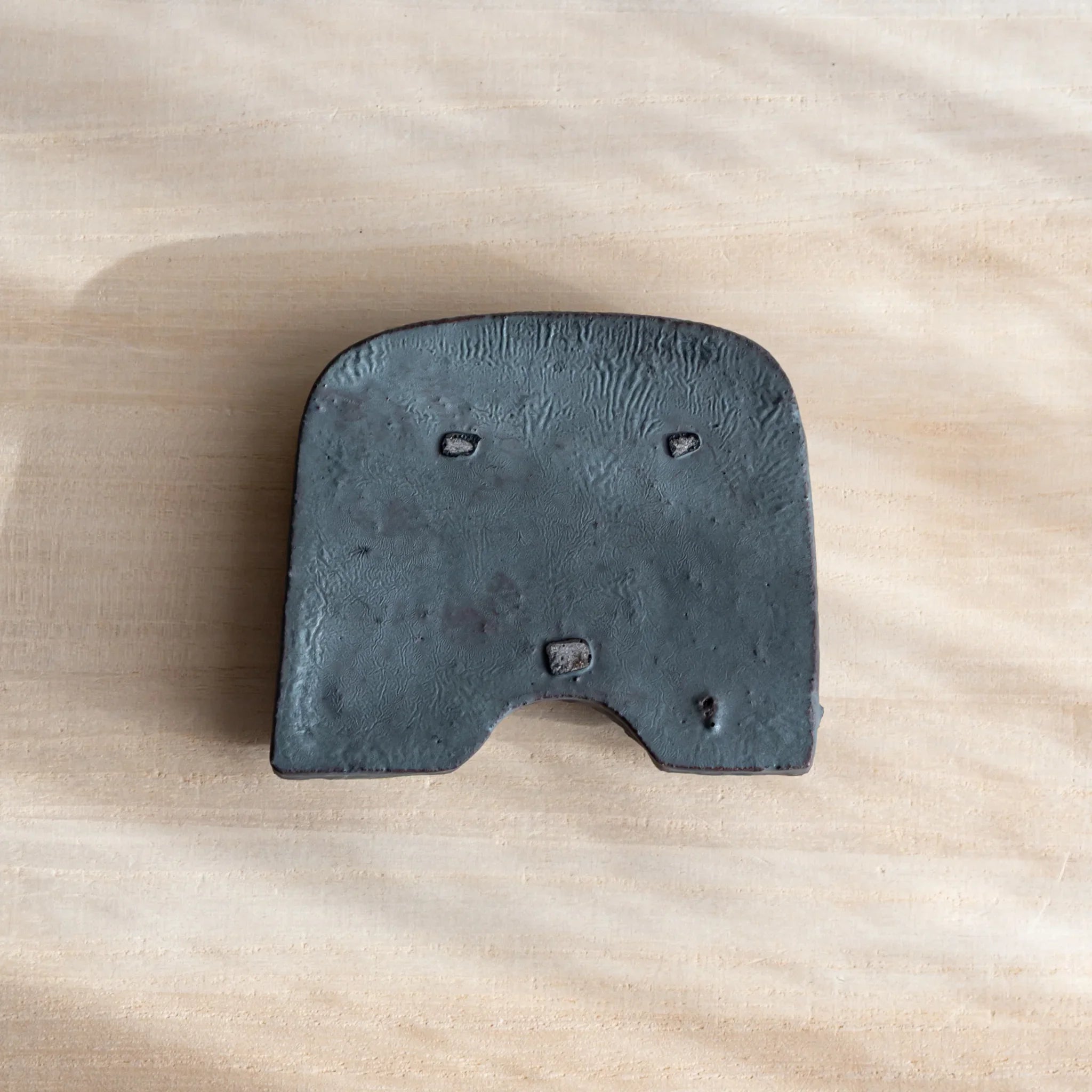 Japanese Kawara Roof Guardian Paperweight Medium square face material and color display on background
