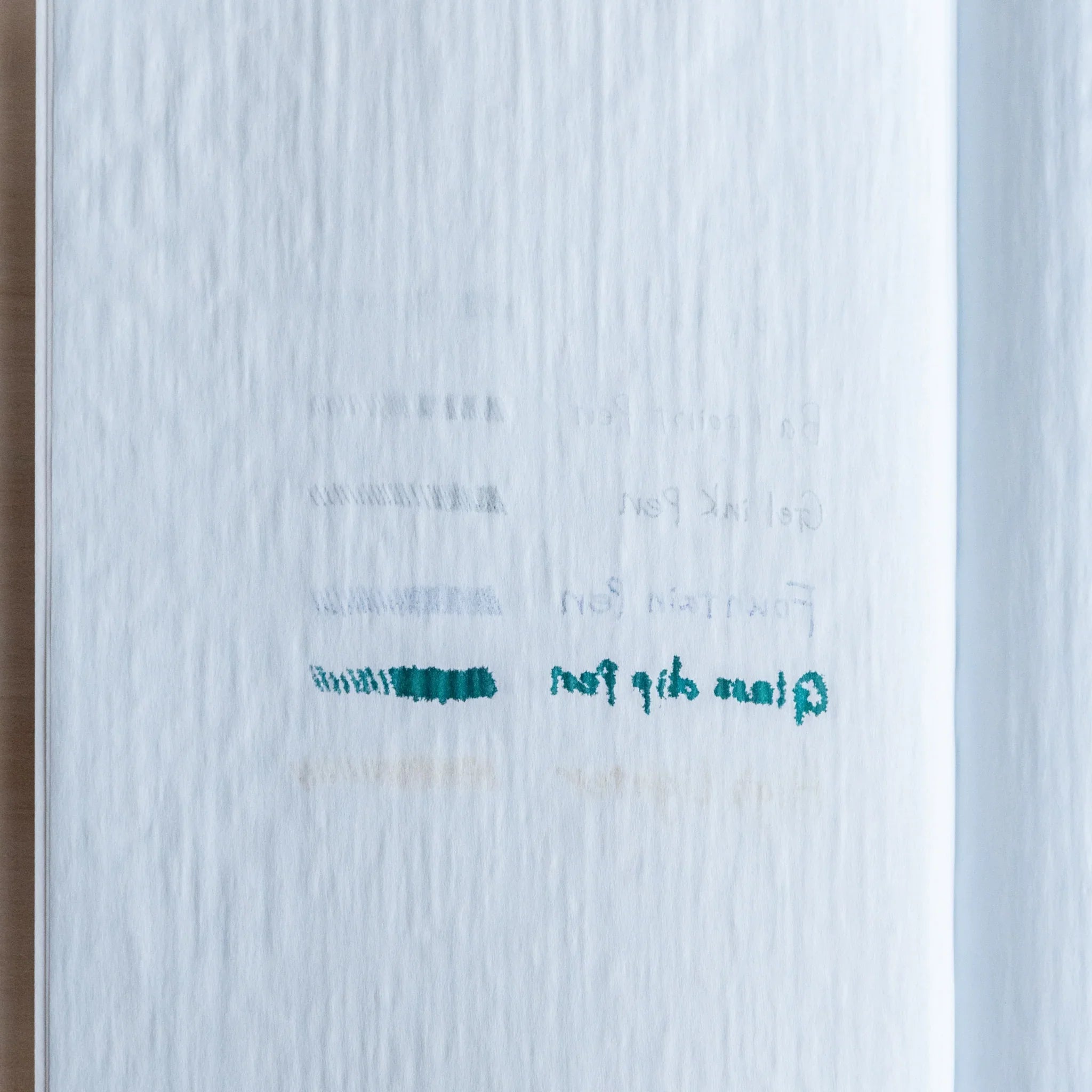 Kate Joe Onion Skin refill detail showing lightweight paper quality on pale blue pages                        